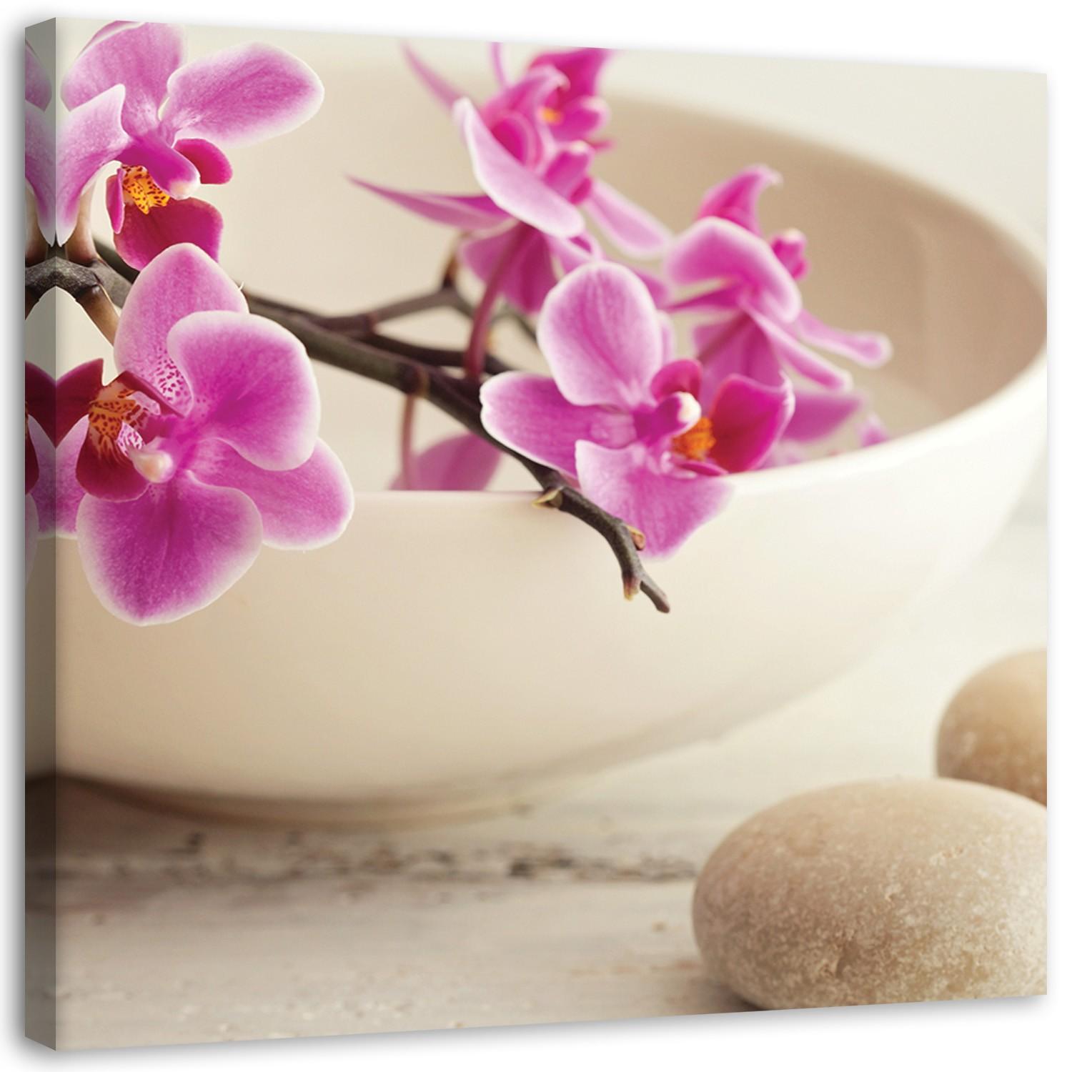 Canvasbillede, Lyserød orkidé Zen Spa