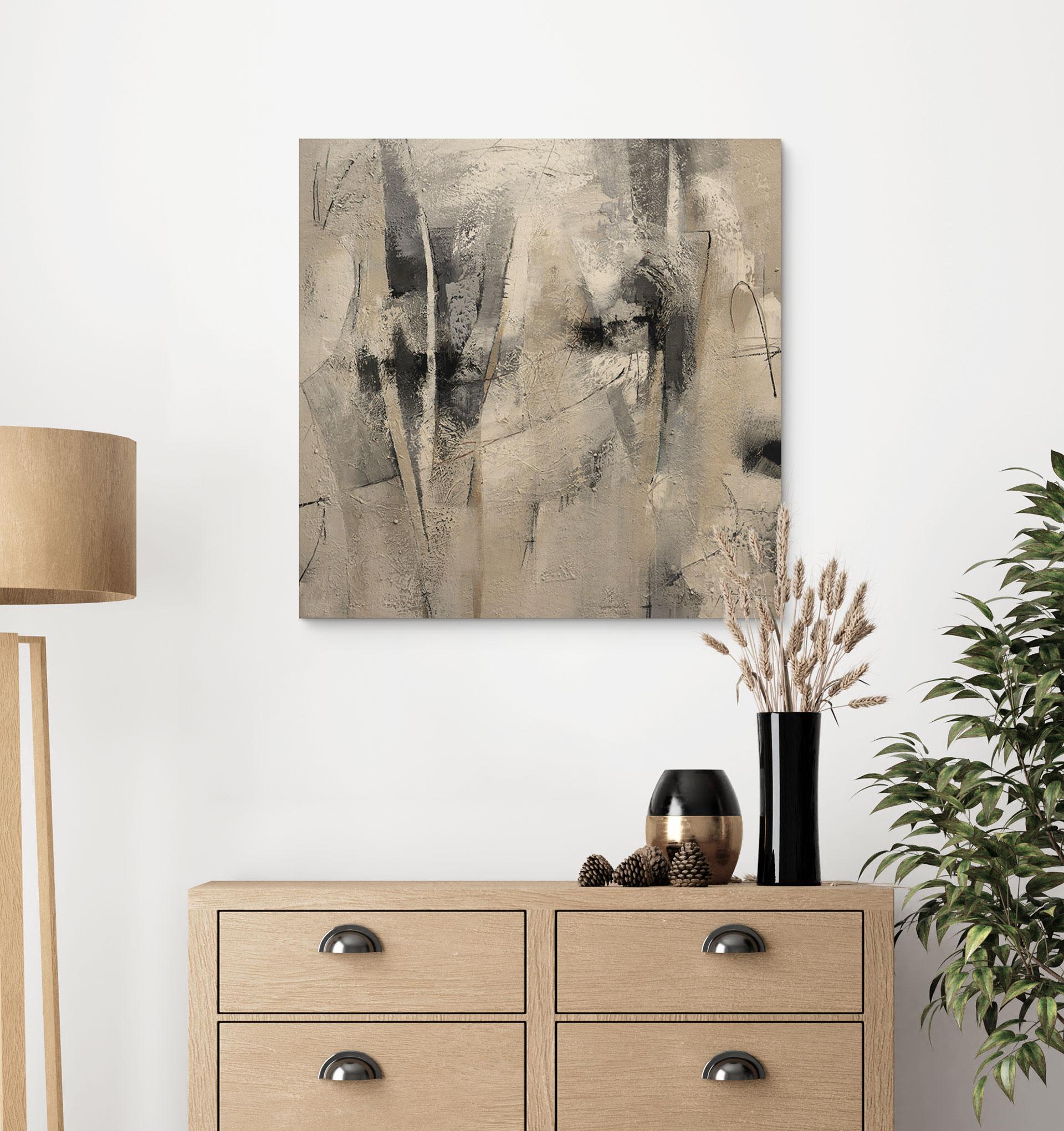 Holzbild Abstrakte Landschaft - Fedrau - Quadratisch