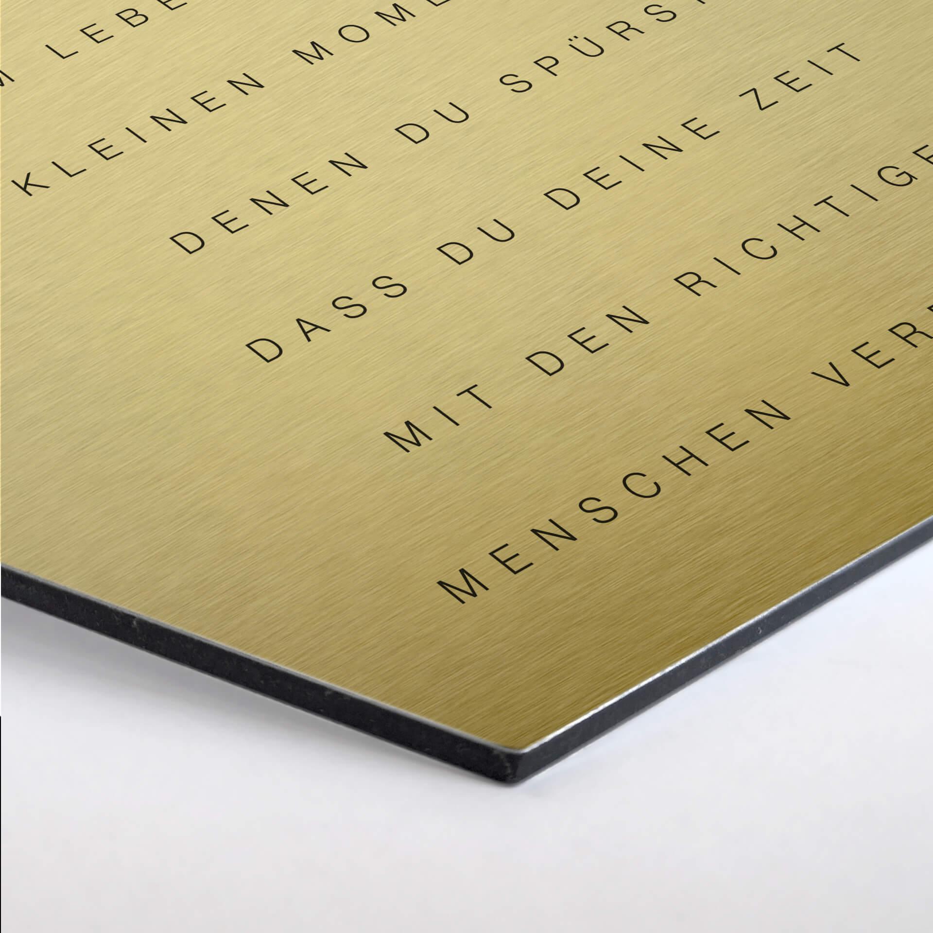Hexagon - Alu-Dibond-Goldeffekt - Die schönsten Zeiten