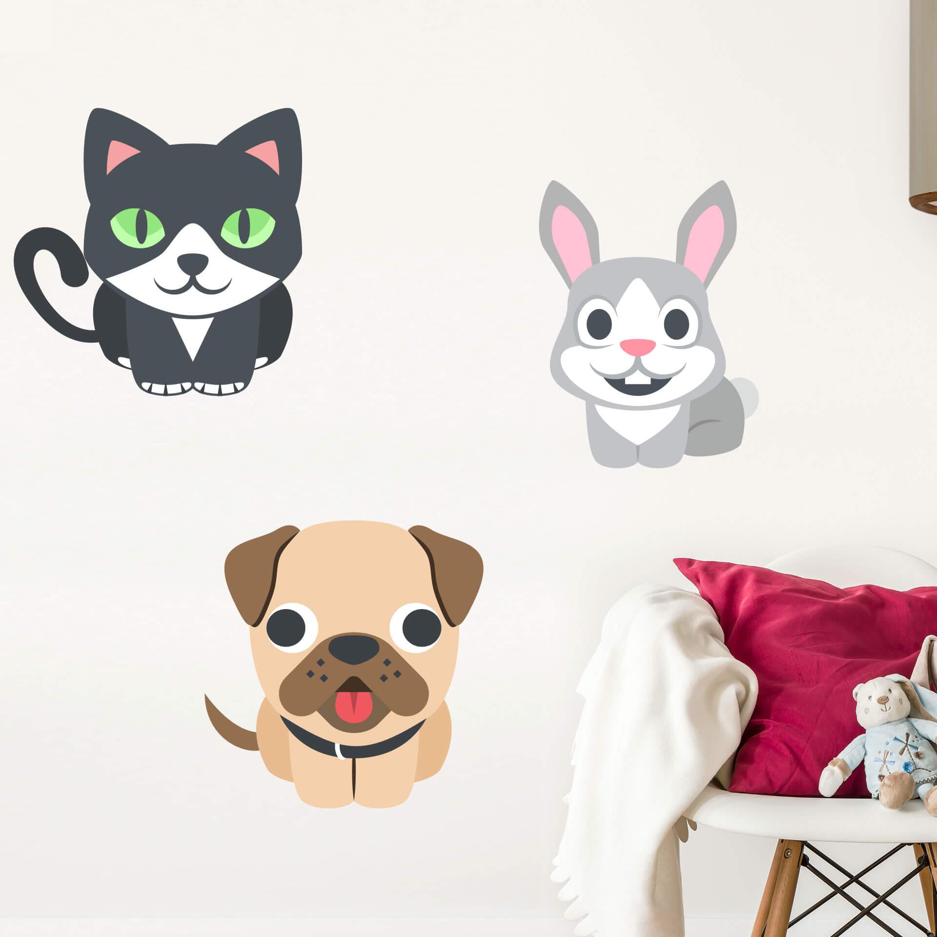 Muursticker Emoji Huisdieren
