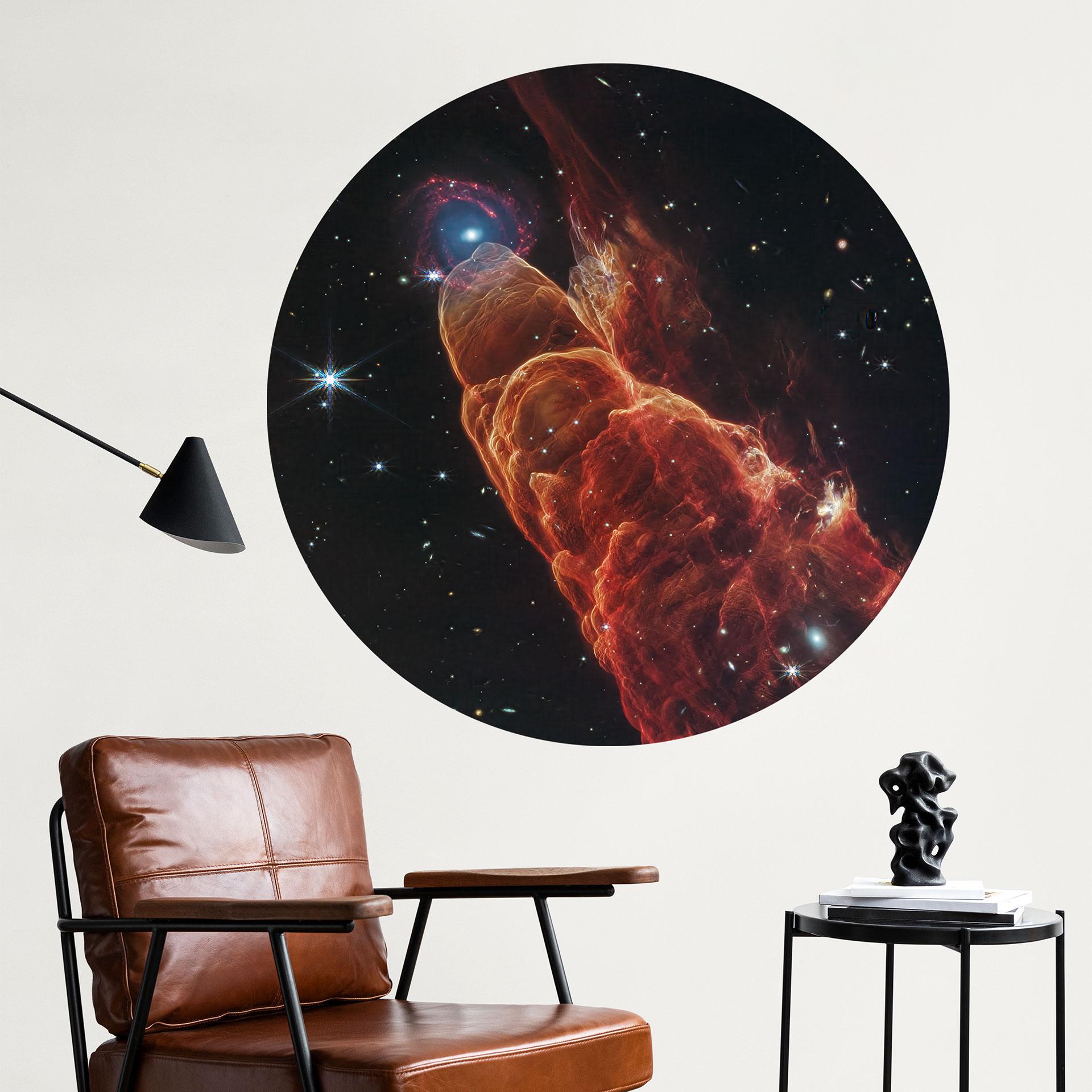 Wallsticker James Webb Telescope - Kosmisk hvirvelvind Herbig Haro 49/50 - Rund