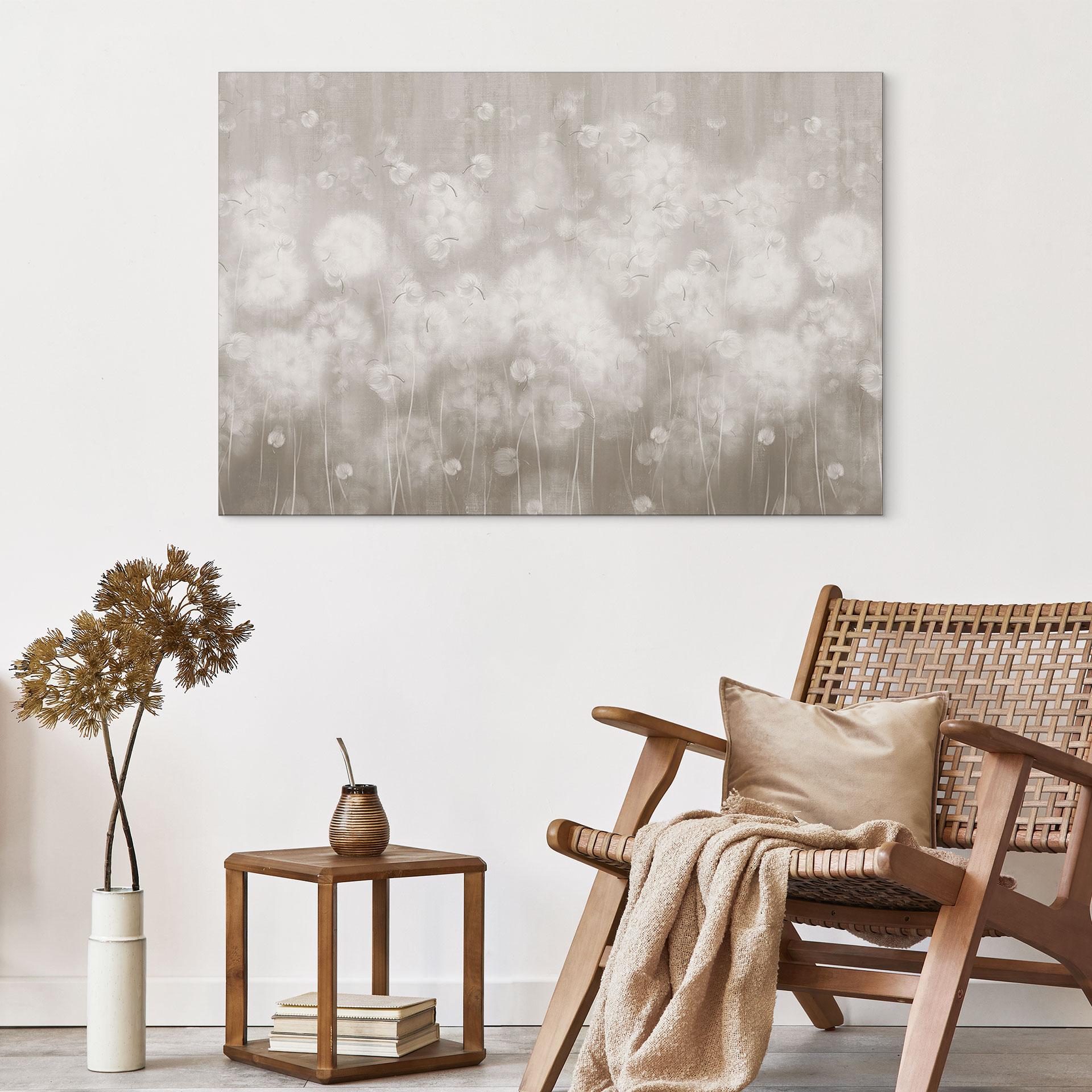 Wanddecoratie Paardenbloemen Droom in Beige - Ms Tiff - Alu-Dibond