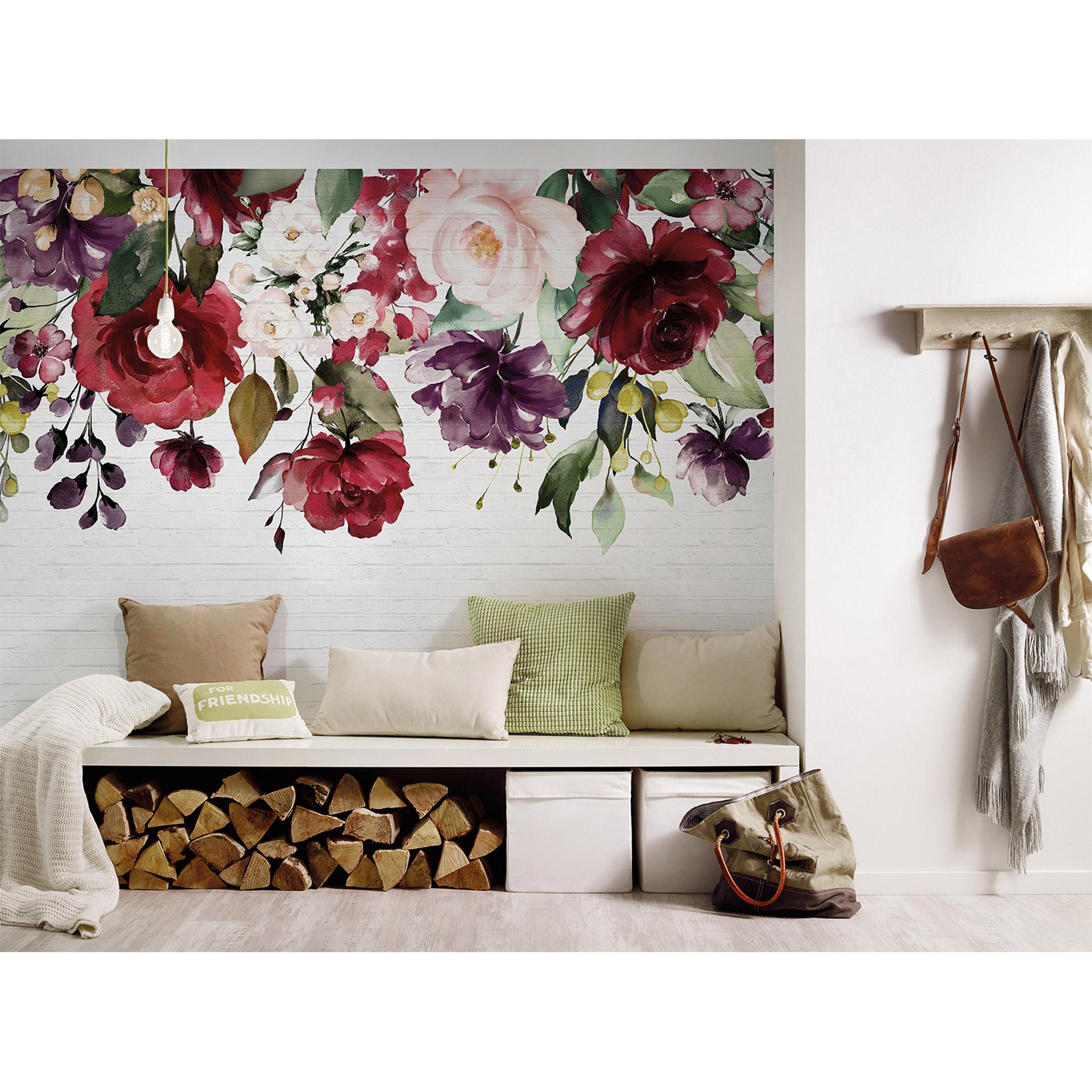 non-woven tapet Designwalls i farverige og hvide non-woven tapet Mural Roser