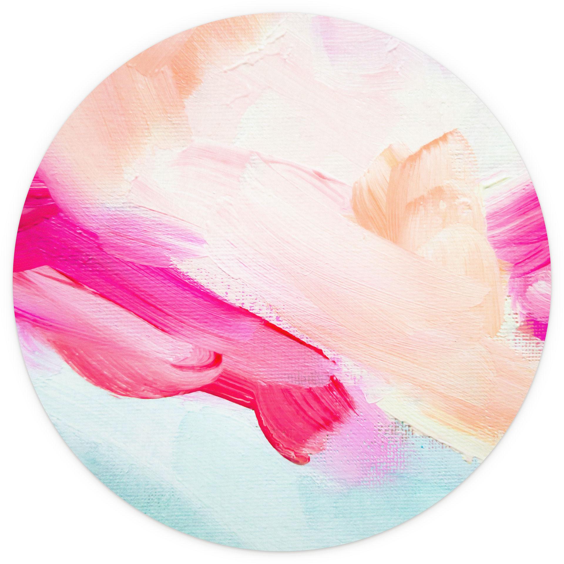 Behangcirkel Penseelstreken roze en turquoise - Haniff - vliesbehang/zelfklevend vliesbehang