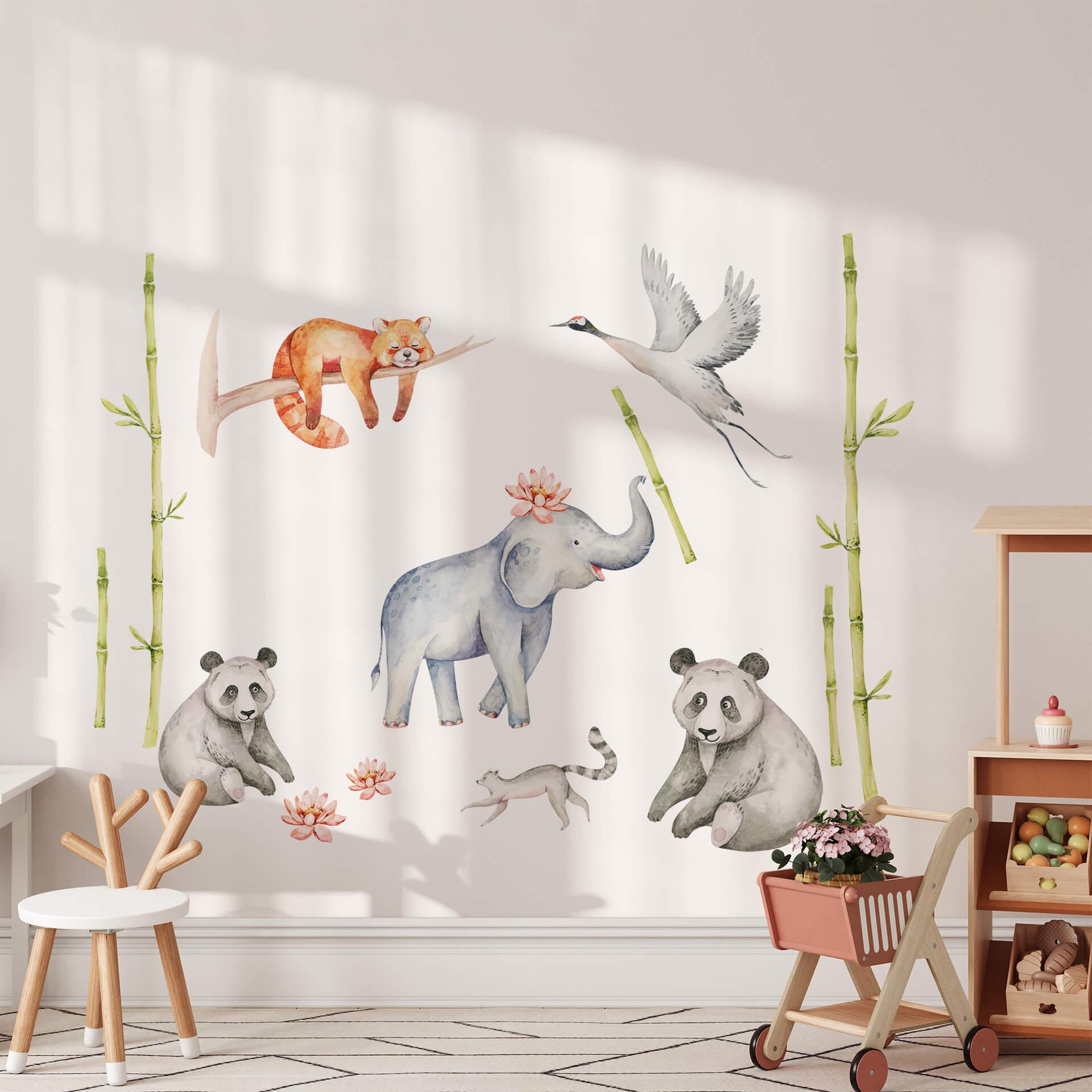 Wallsticker Asiatiske dyr sæt (14 stk.) - Kvilis