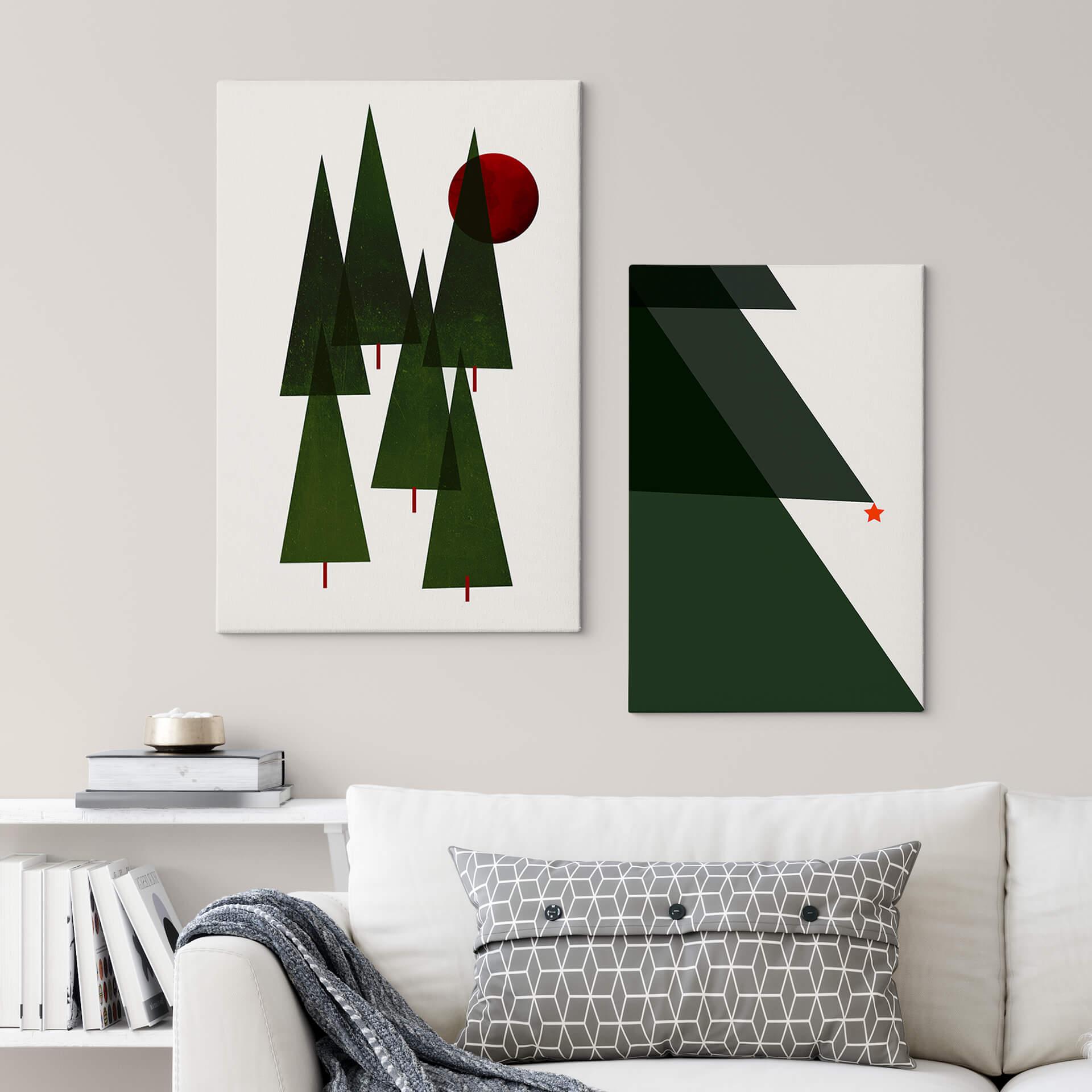 Canvas Kubistika - Abstracte Kerstbomen
