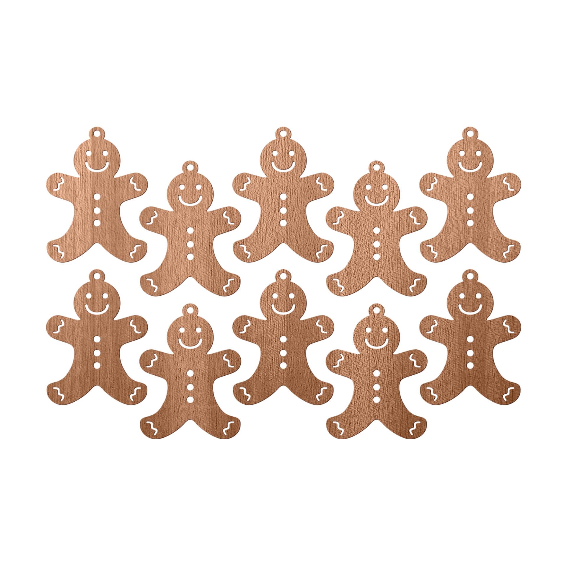 Decoración en madera de Navidad - Hombre de jengibre de madera de caoba (10 piezas) - 8x10 cm c/u