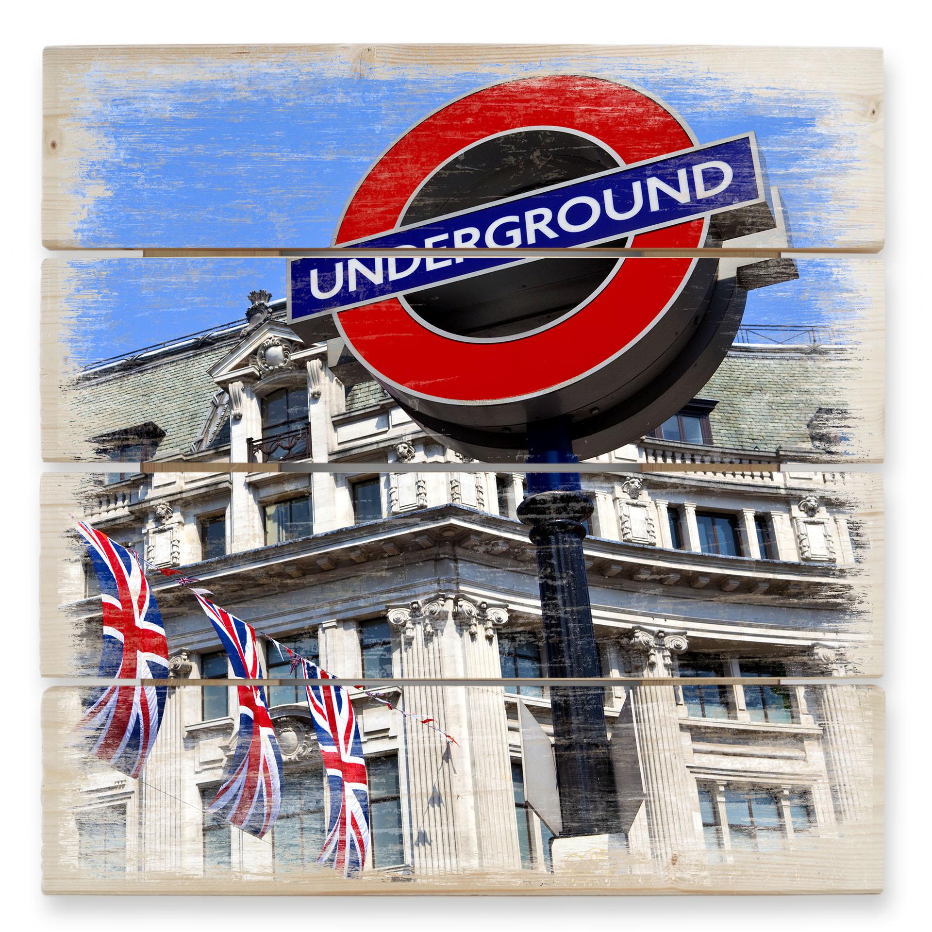 Cuadro de madera Metro de Londres - 40x41,5 cm