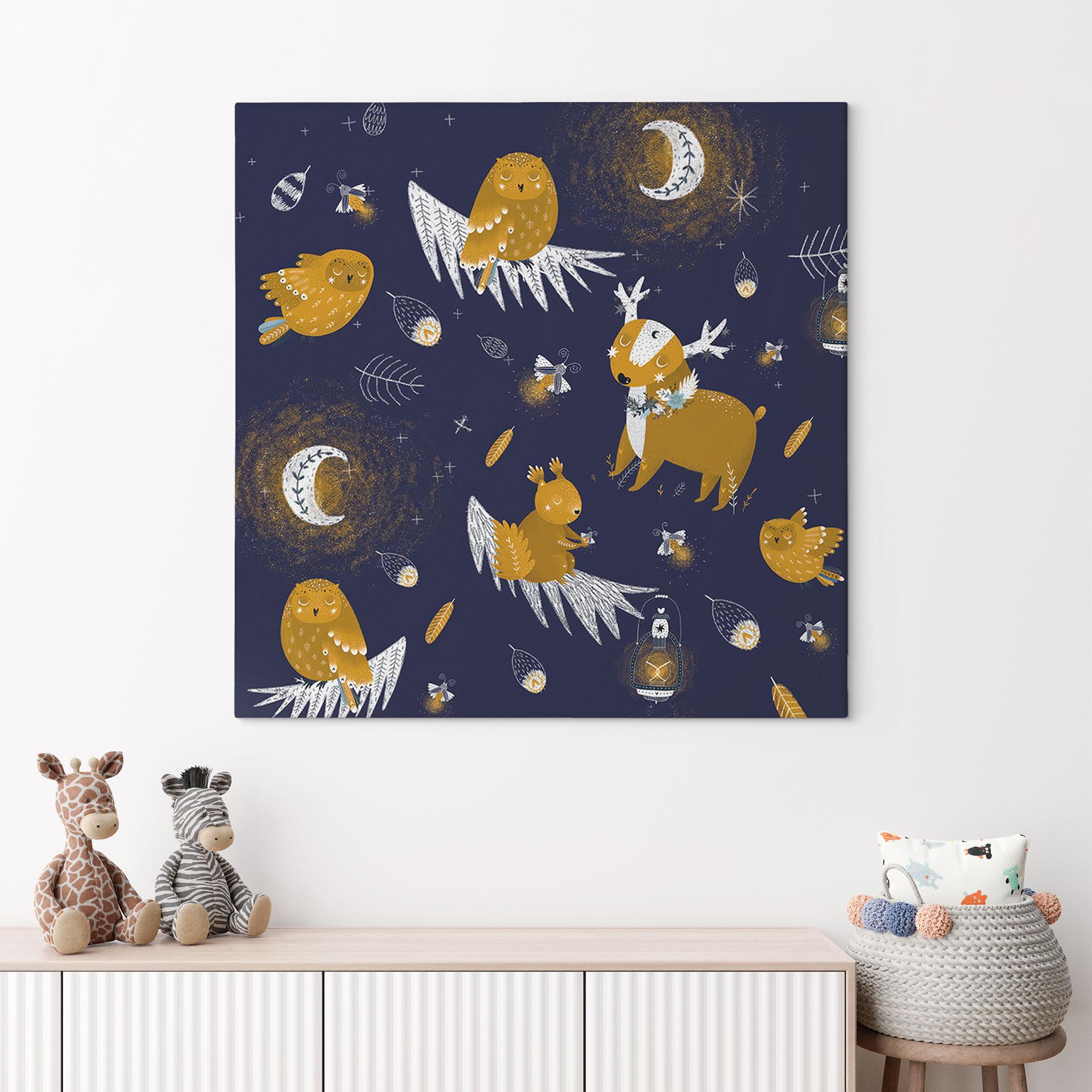 Obraz na płótnie Zwierzęta leśne nocą - UN Designs