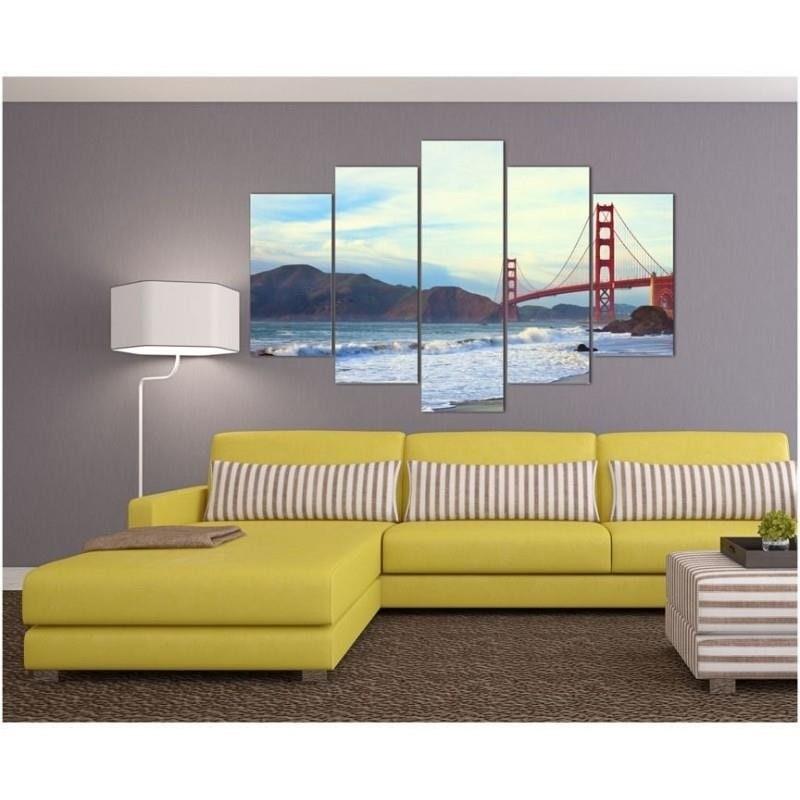 5 stykke lærredstryk, Golden Gate Bridge - Landskab