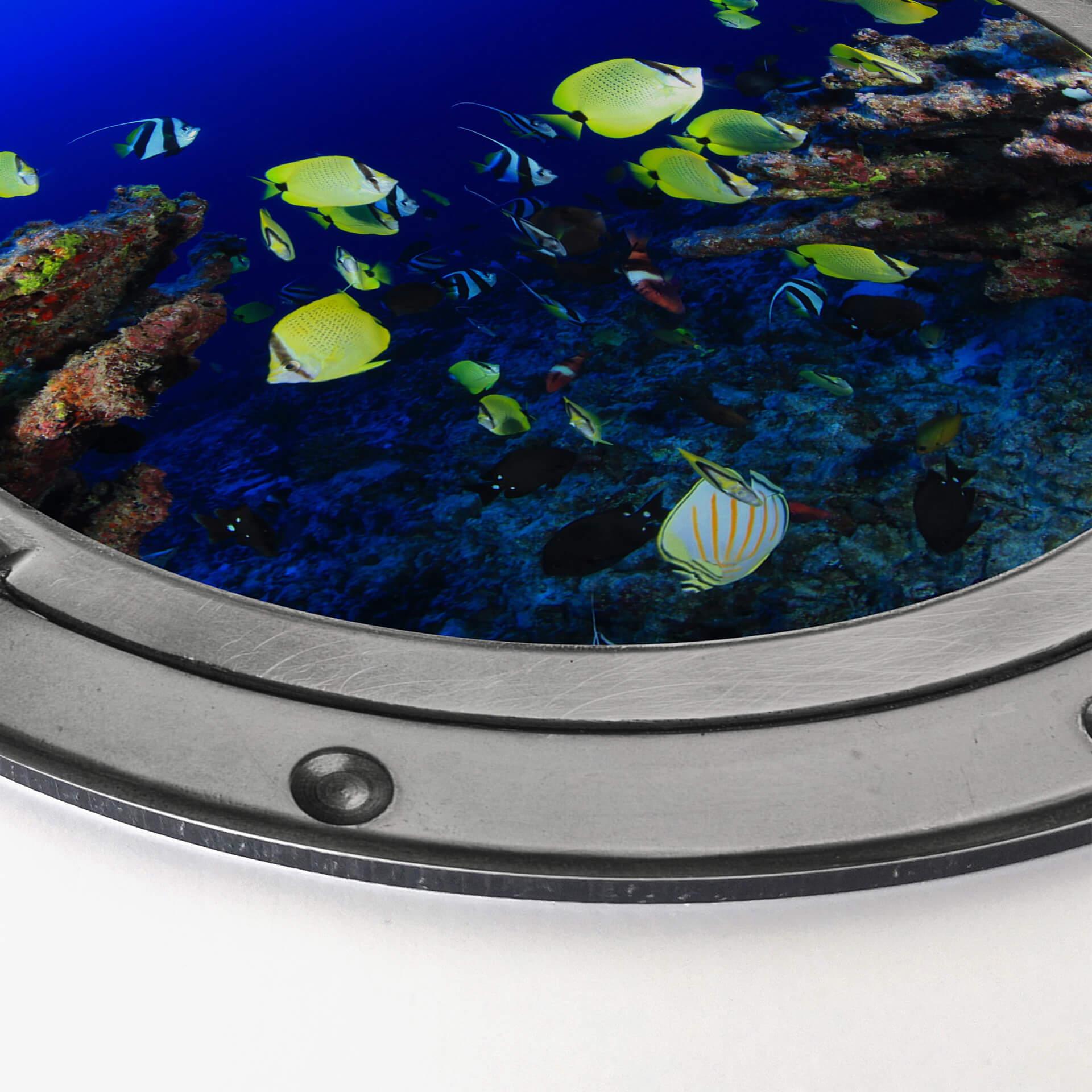 Alu-Dibond 3D-optik - Rund - Ocean Life – print på aluminium (Alu-Dibond)