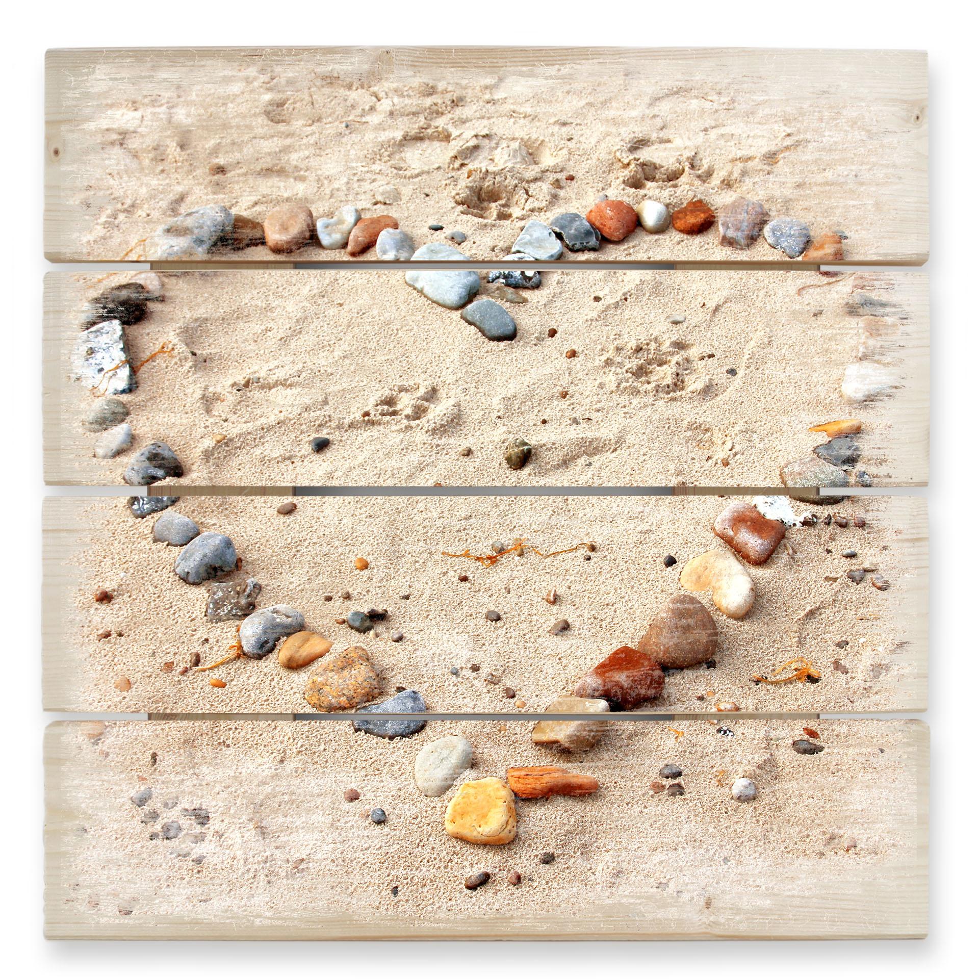 Cuadro de madera playa del amor - 40x41,5 cm