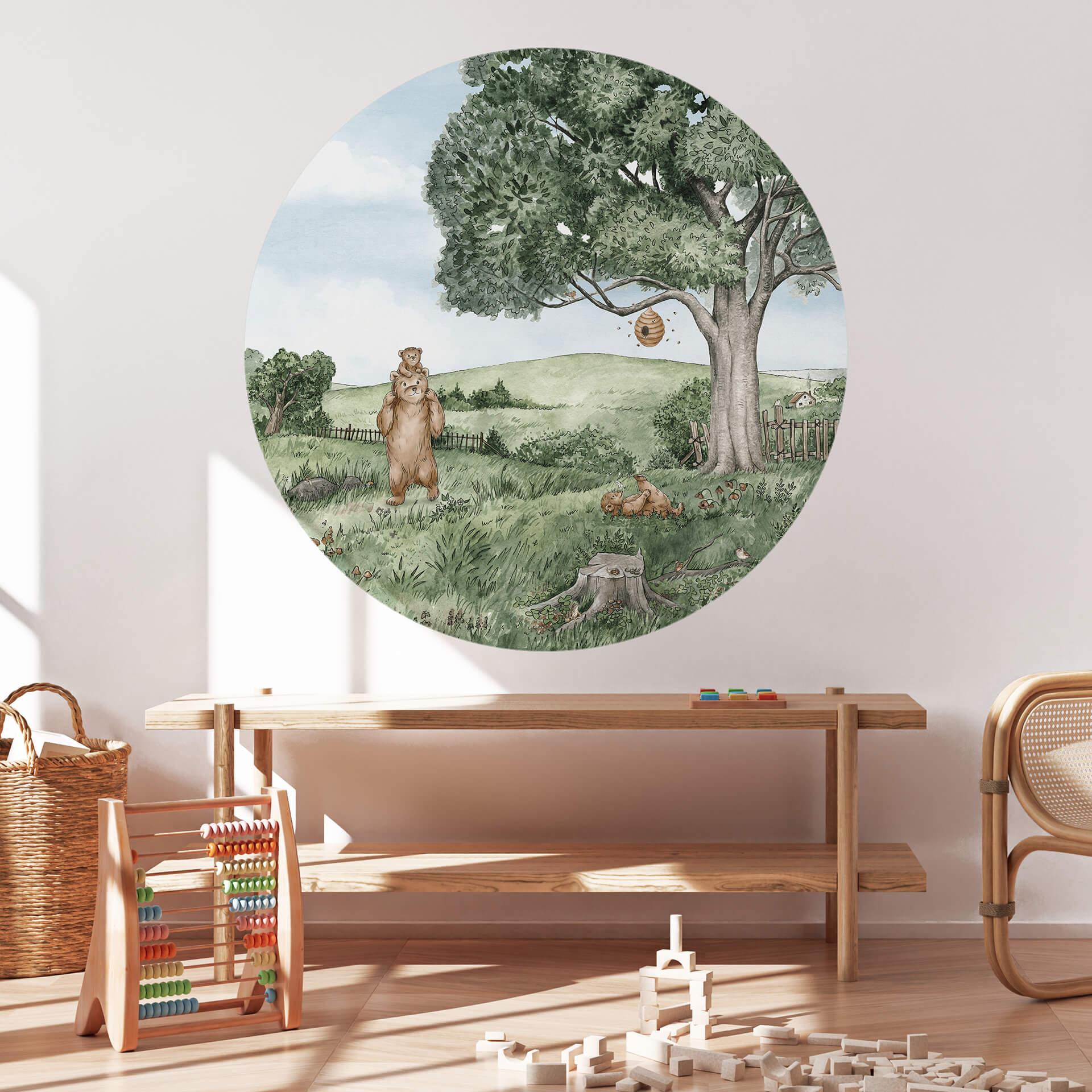Kikki Belle Wallsticker - Bjørne og bier - Rund