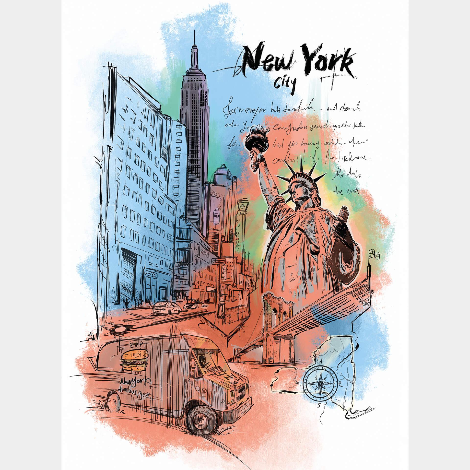 Fotobehang Love your City - New York Vrijheidsbeeld