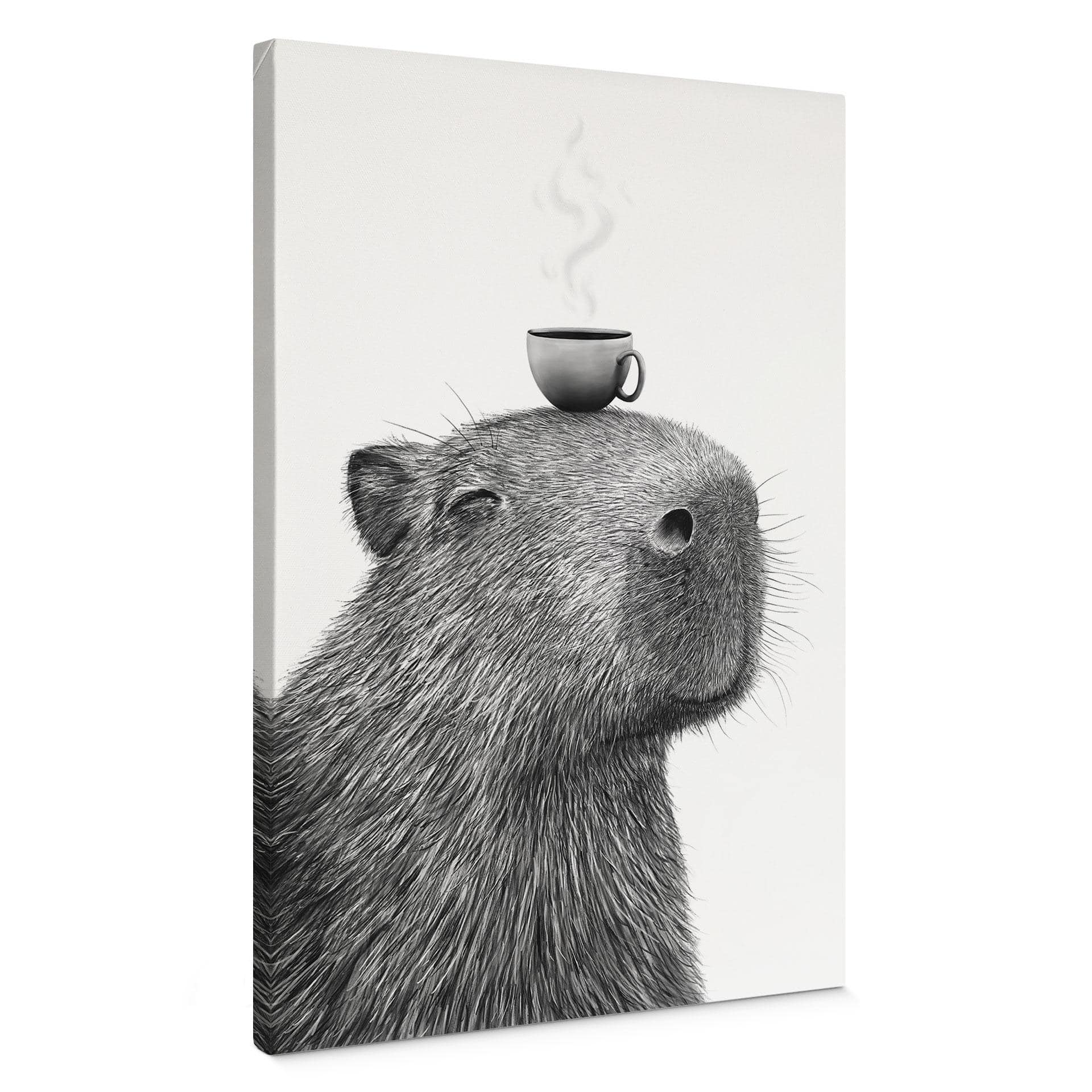 Tableau sur toile Capybara café du matin - Korenkova