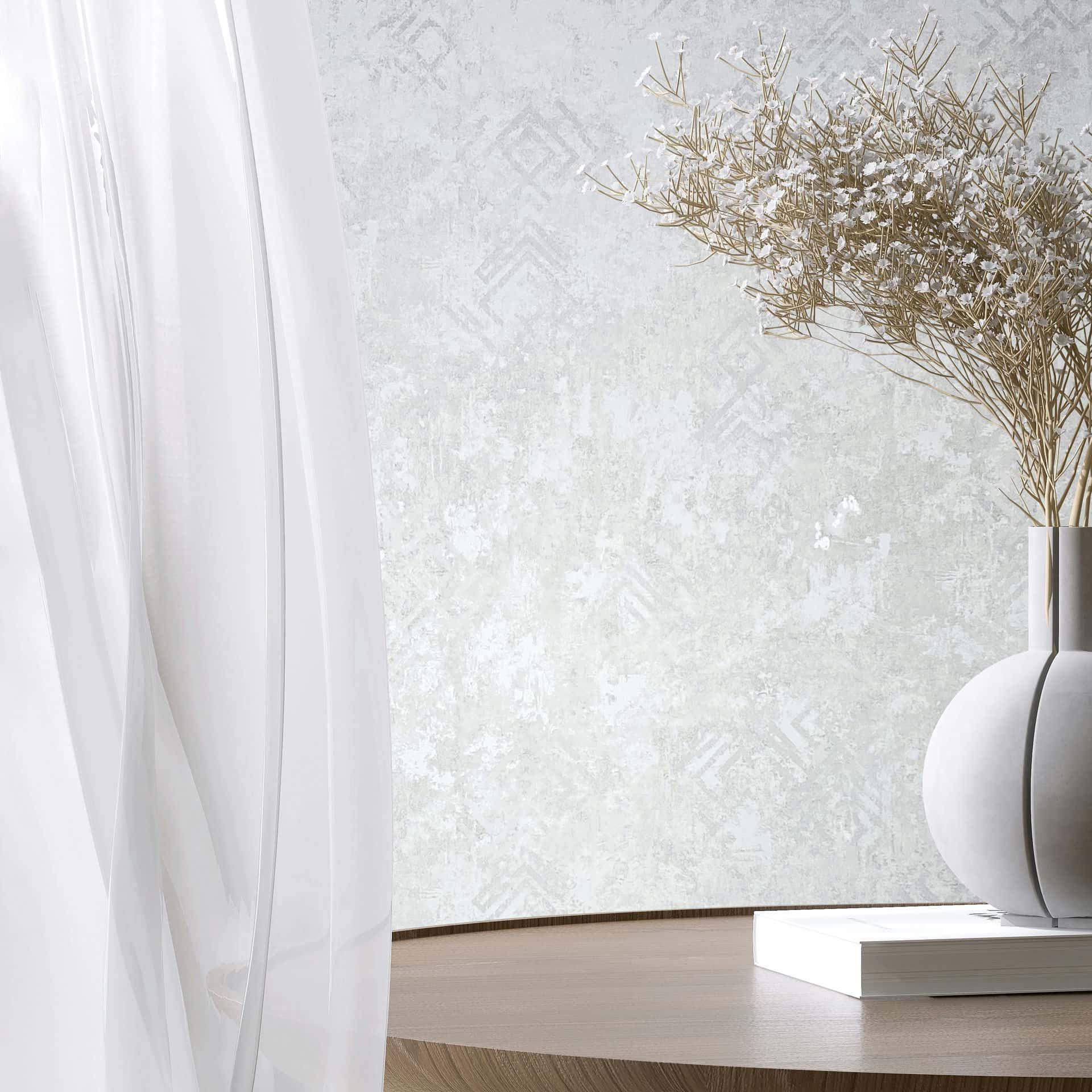 Vliesbehang betonlook grafisch modern in wit