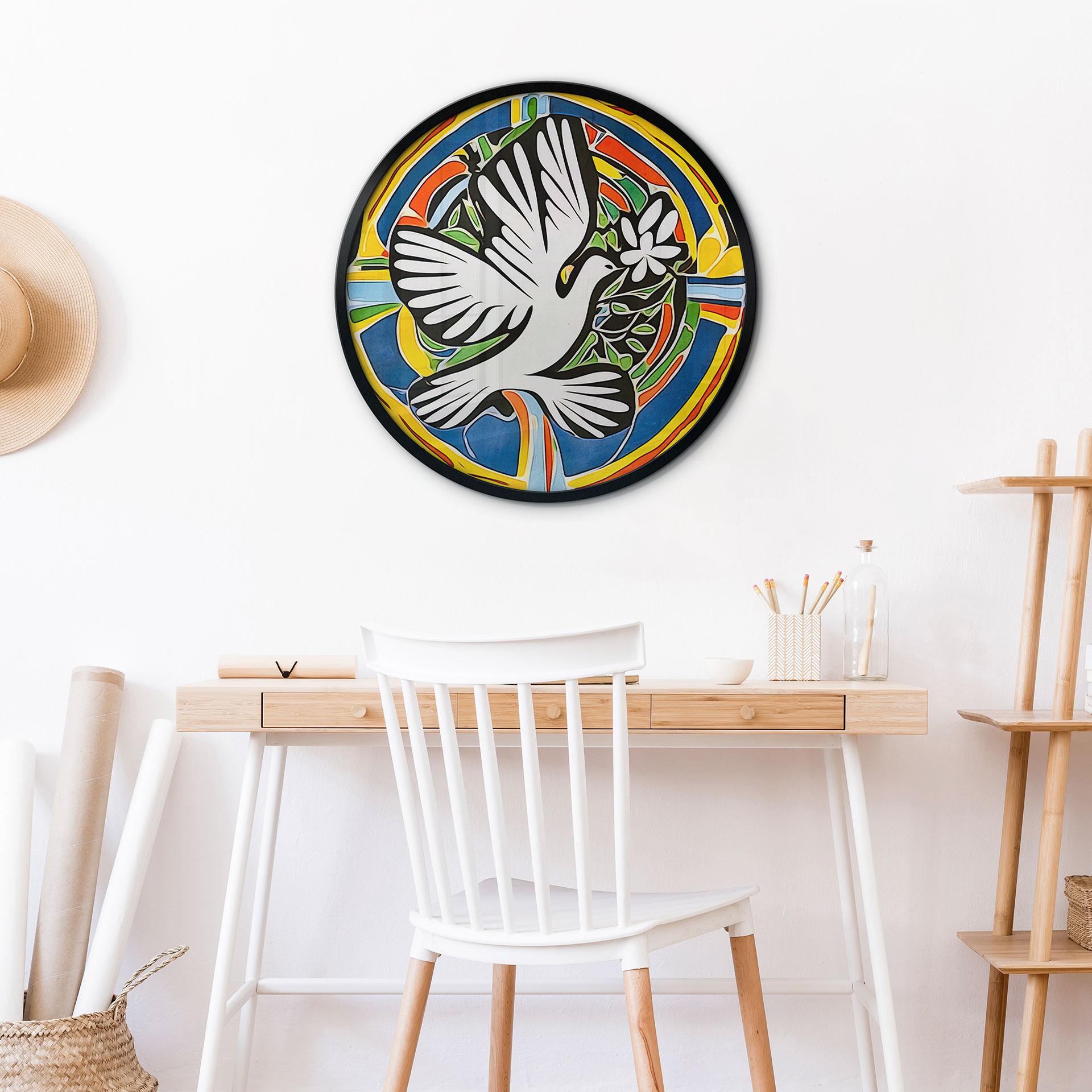 Plakat Farverig fredsdue - inspireret af Matisse - Zamart