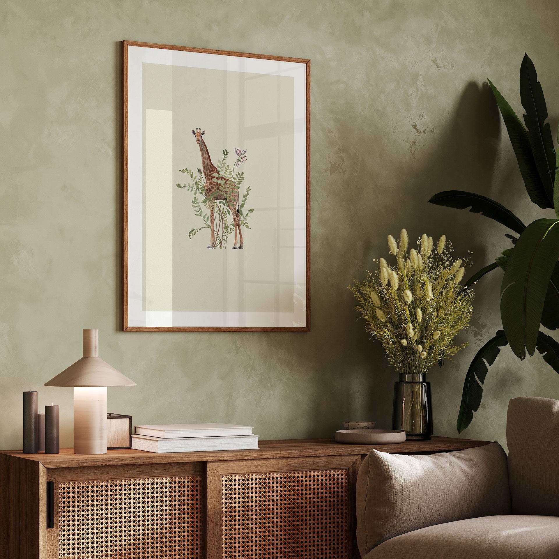Plakat Blomstret giraf - Frida Floral Studio