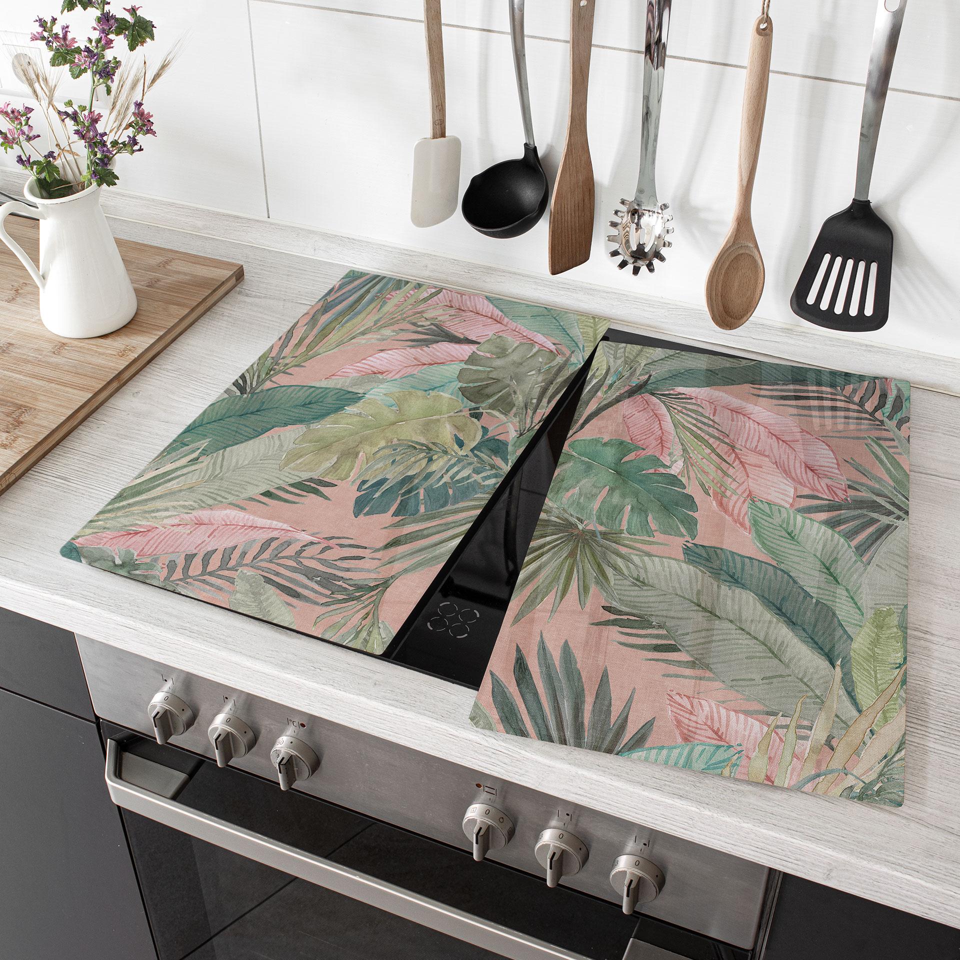Kogeplade med tropiske blade i junglen pink - Bloomery Decor