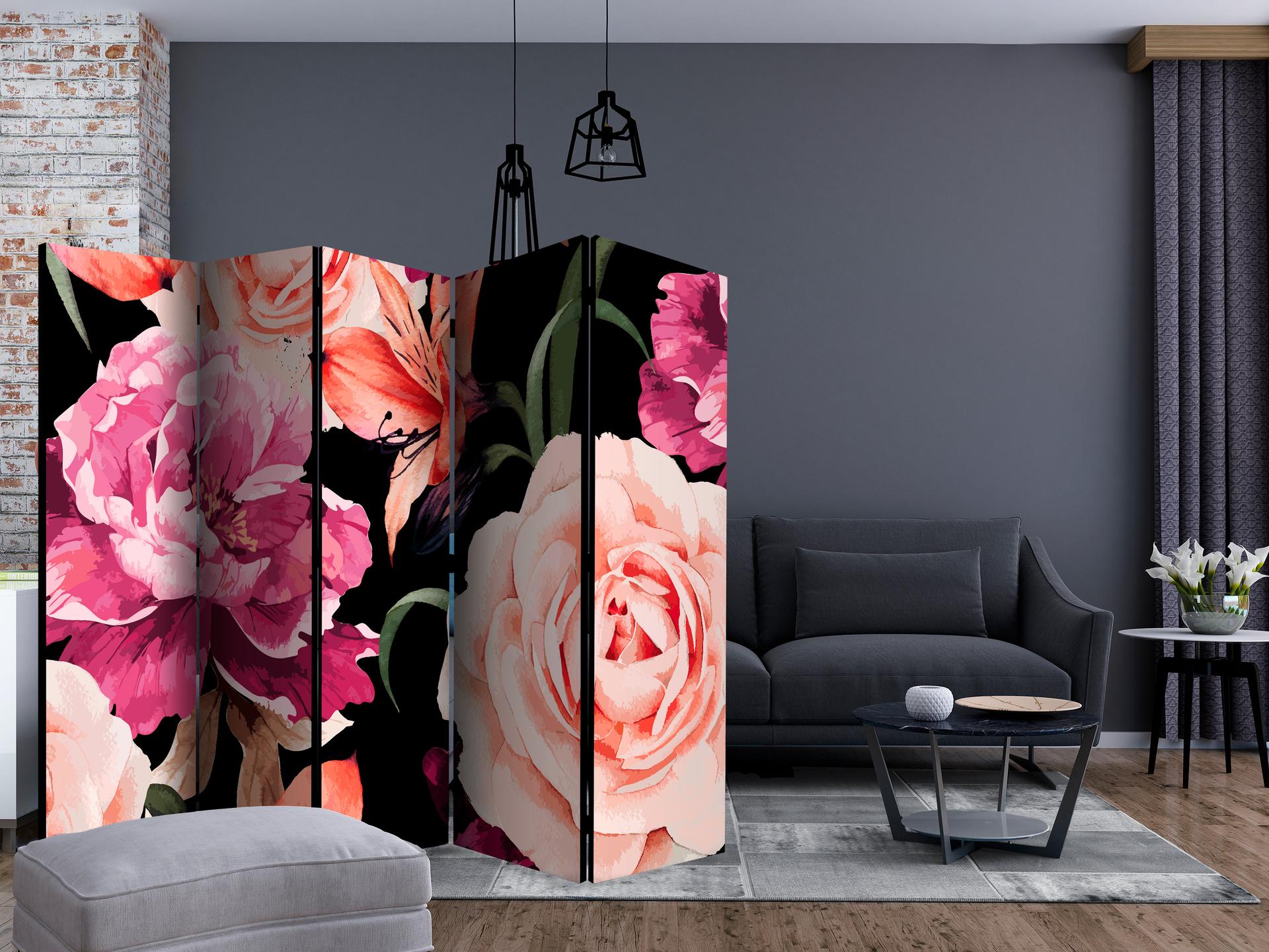 Divisorio - Bouquet di rose dell'amore, 5 pezzi - 225x172 cm