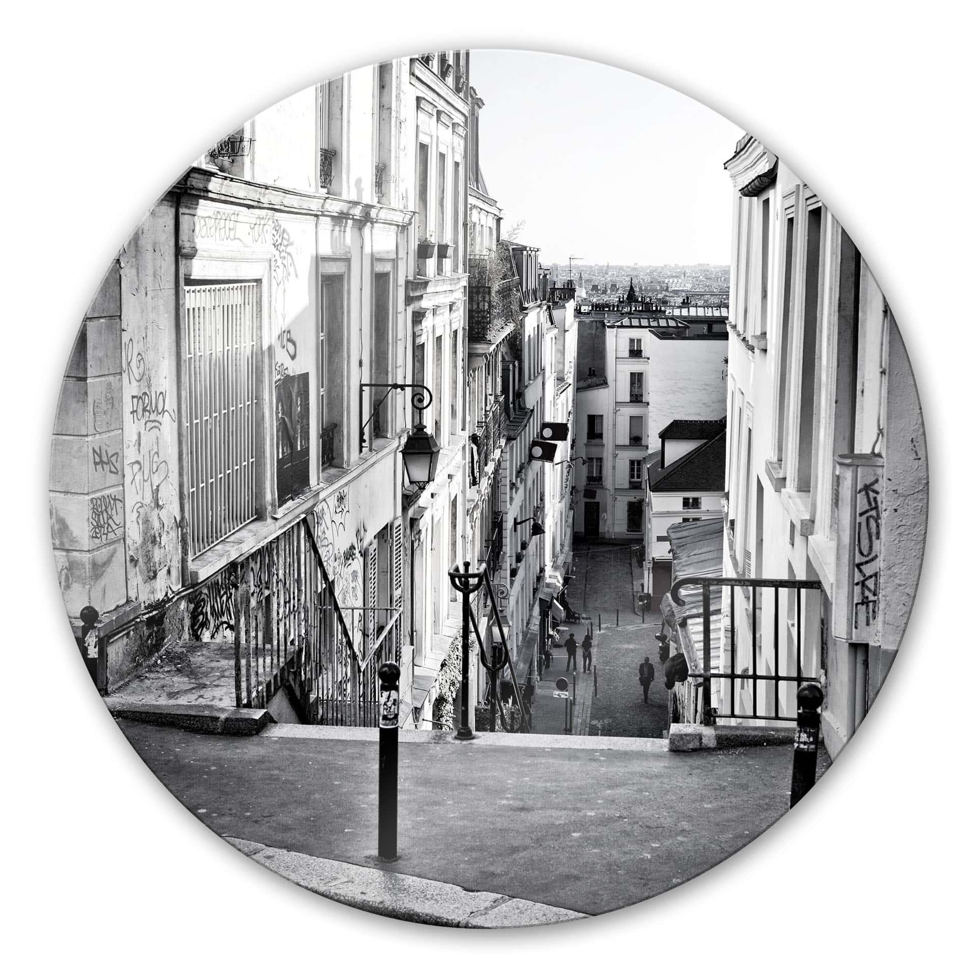 Glasbillede - Montmartre - Rund
