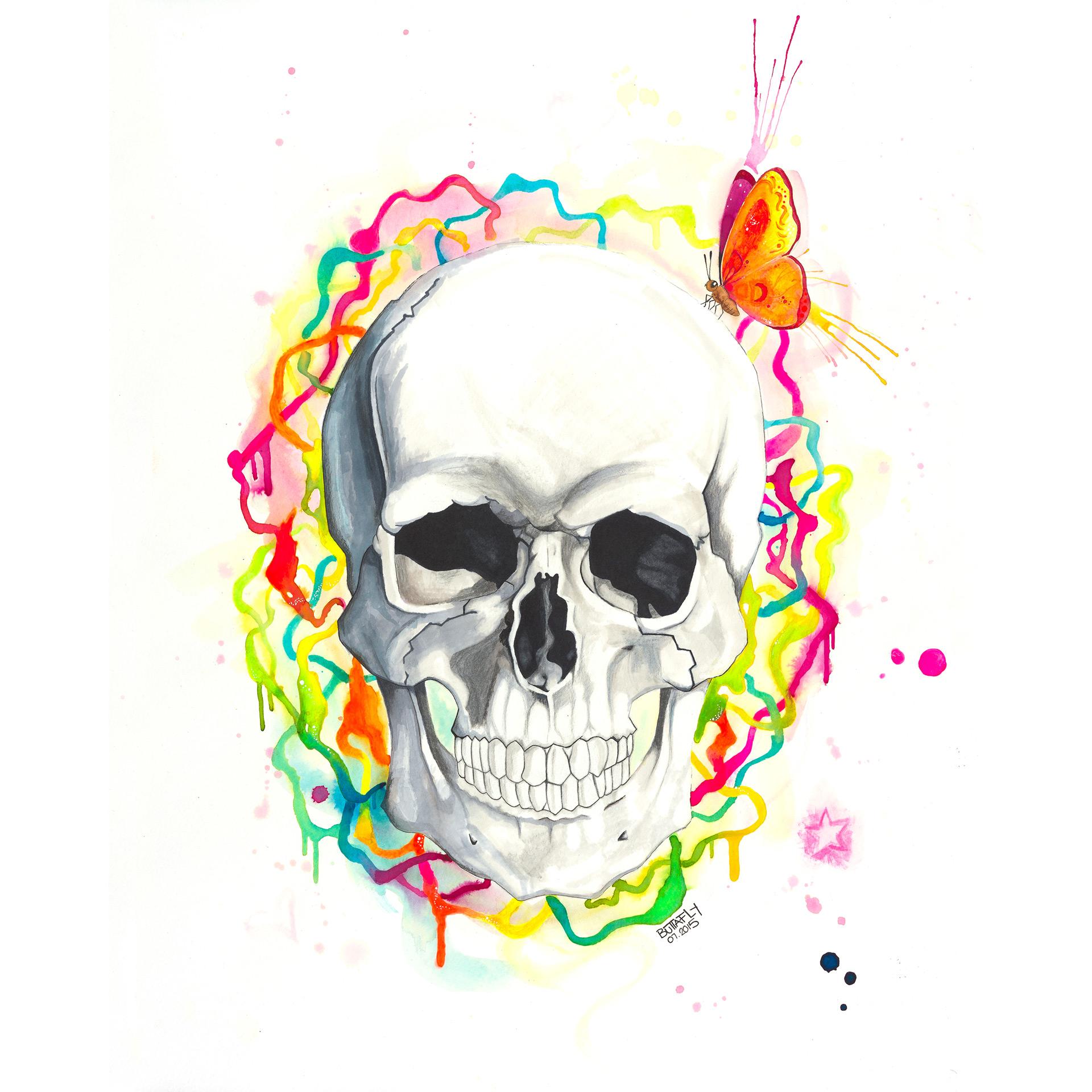 Fotobehang Buttafly – Skull