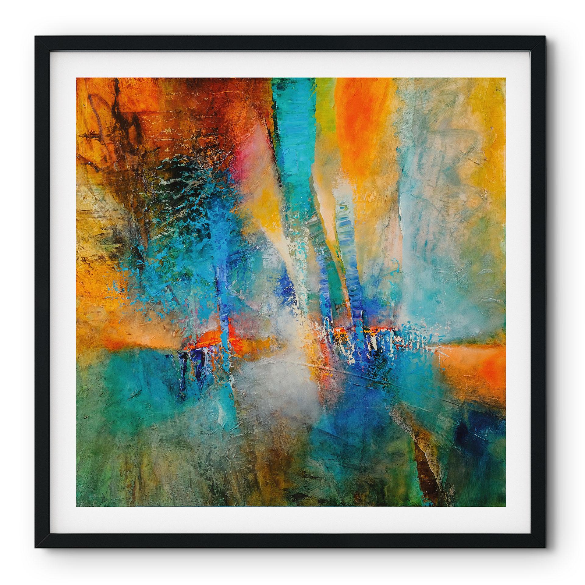Plakat Urban light i blå og orange - Schmucker - Square