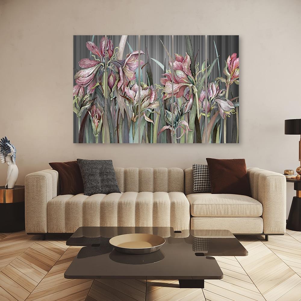 5 stykke lærredstryk, Iris blomster