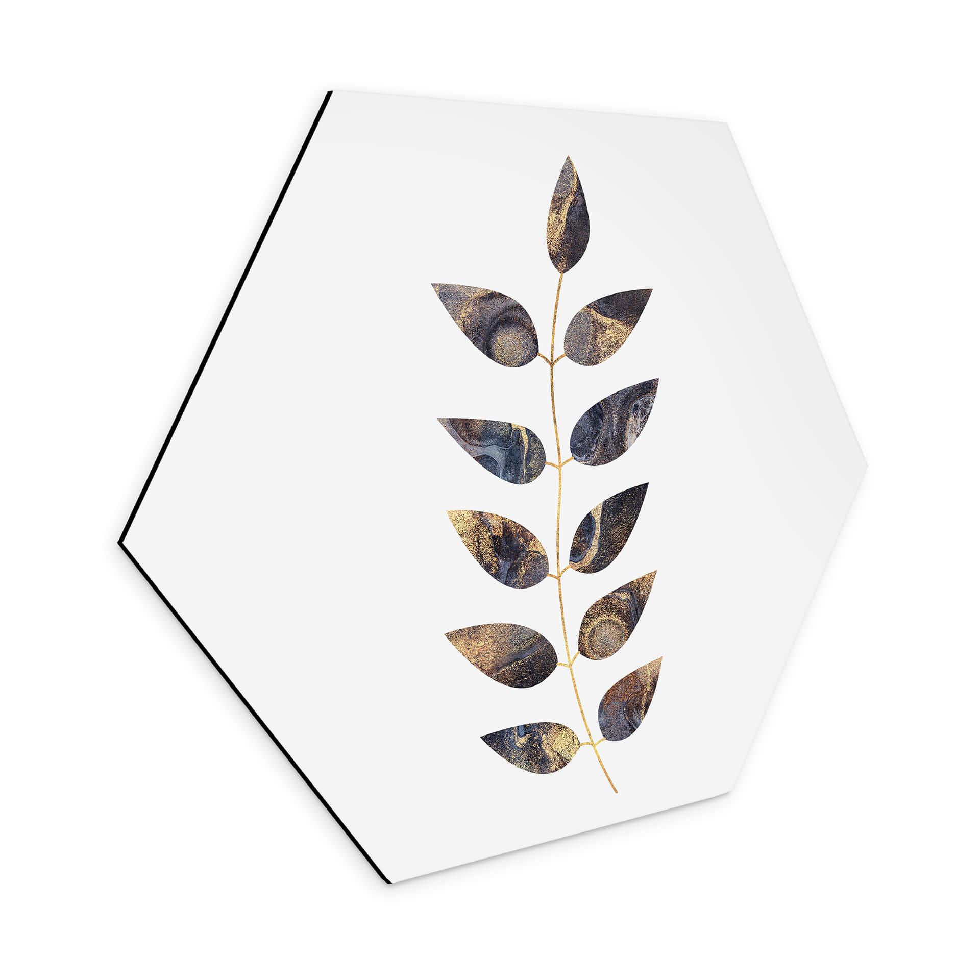 Hexagone - alu-Dibond Fredriksson - Feuilles marbrées