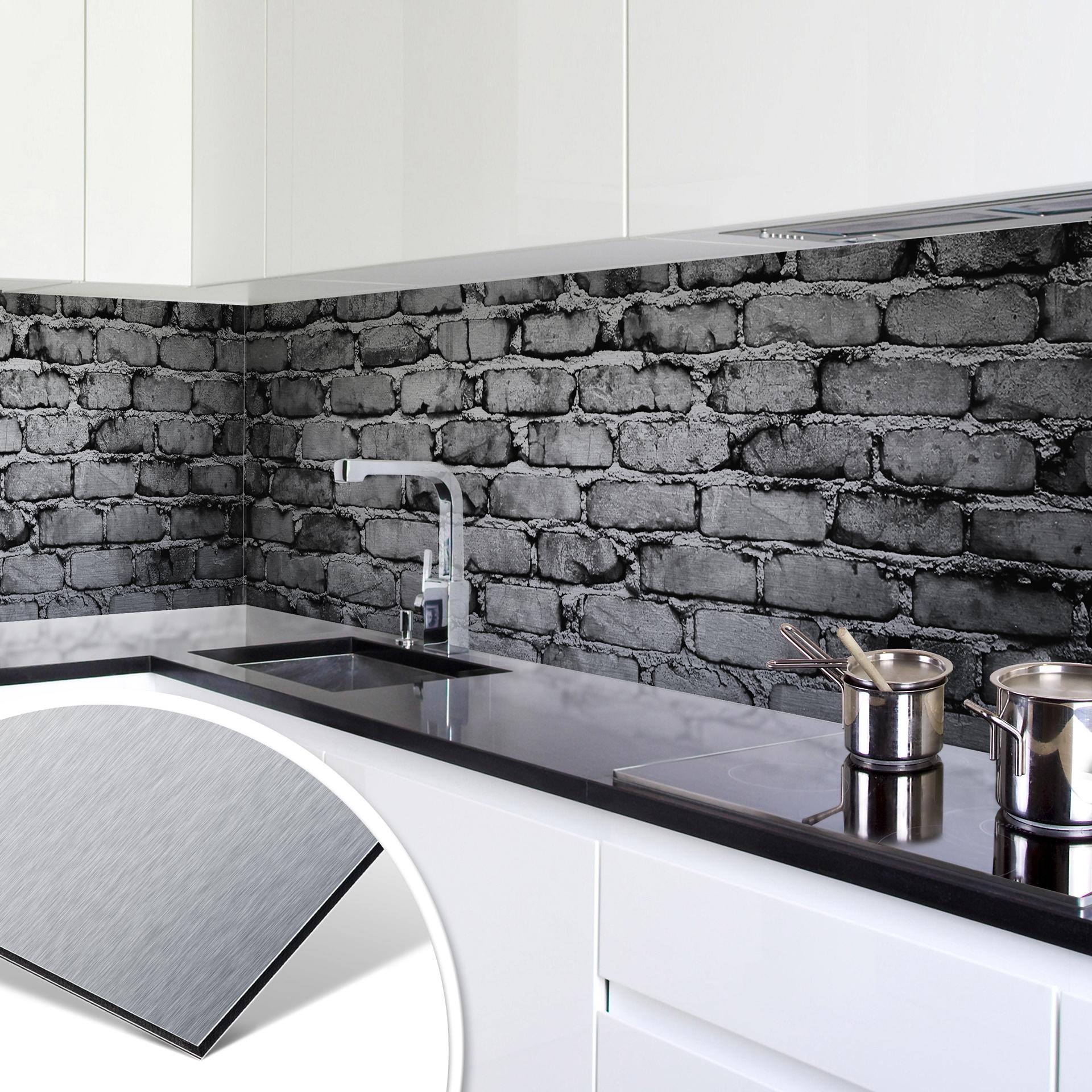 Revêtement pour cuisine - Alu-Dibond - Mur 04 - Argenté