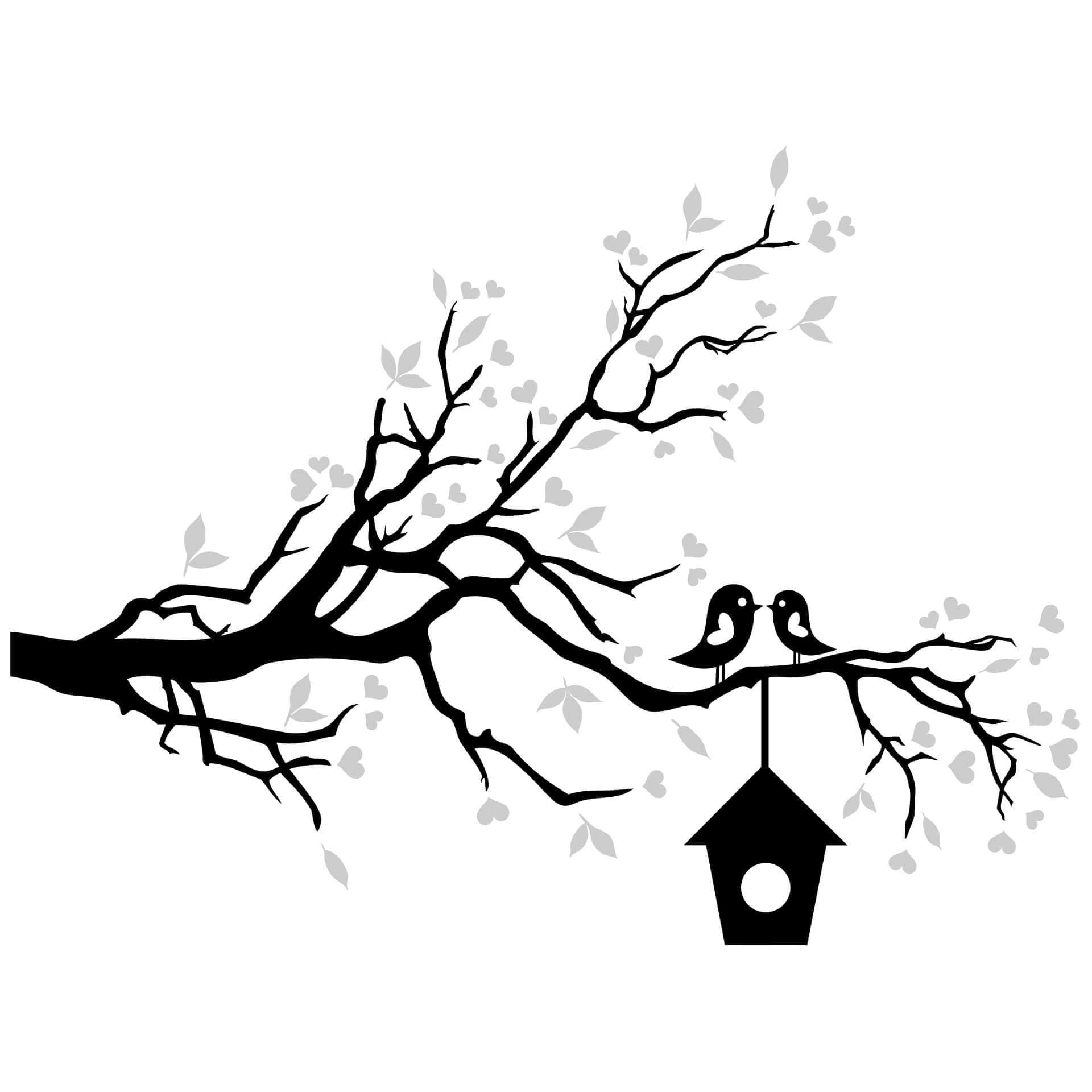Wallsticker Kærlig Spurv med Fuglehus