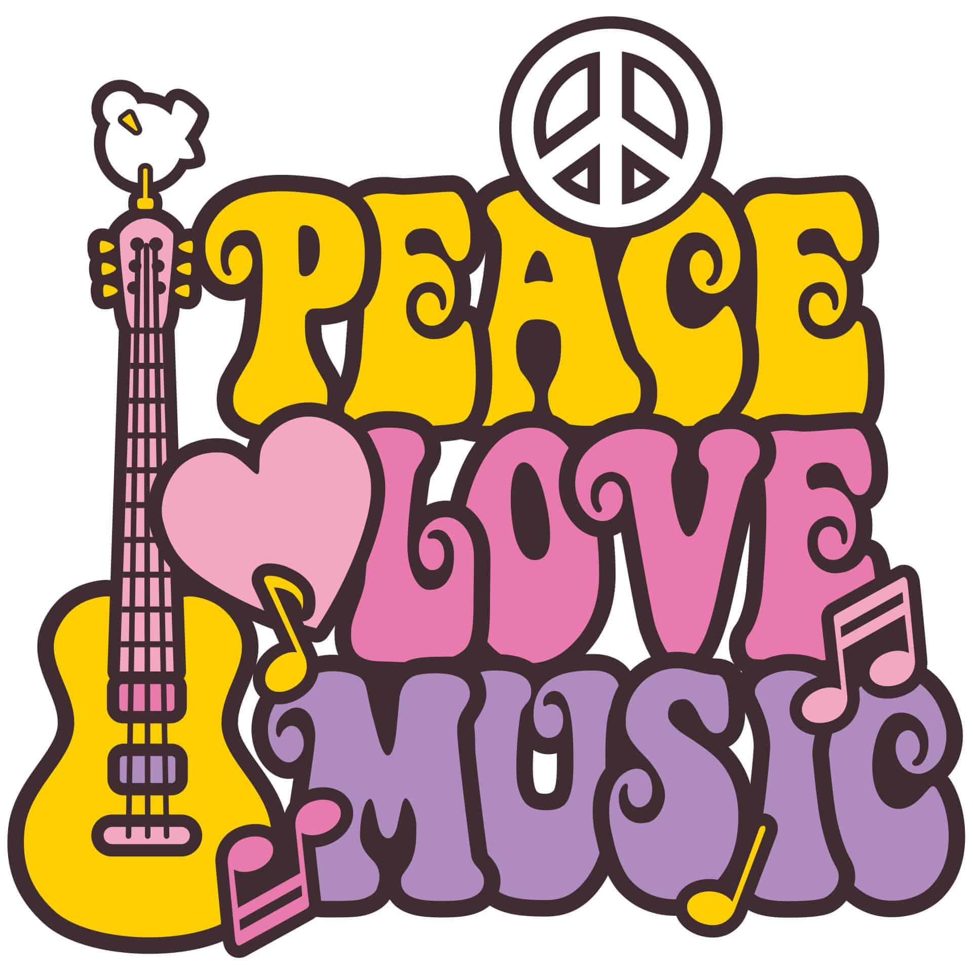 Wandtattoo Peace Love Music 2