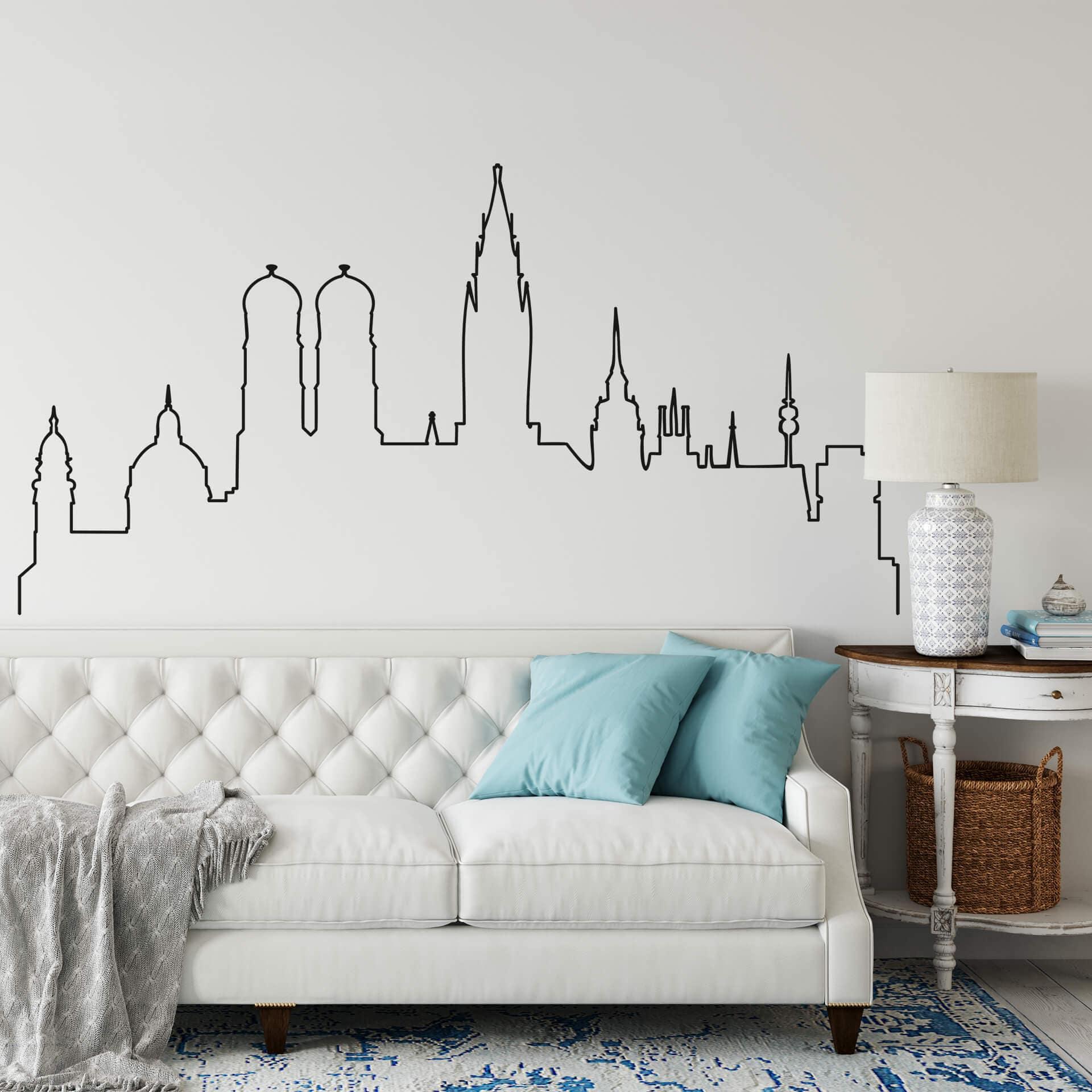 Muursticker Munchen Skyline Outline