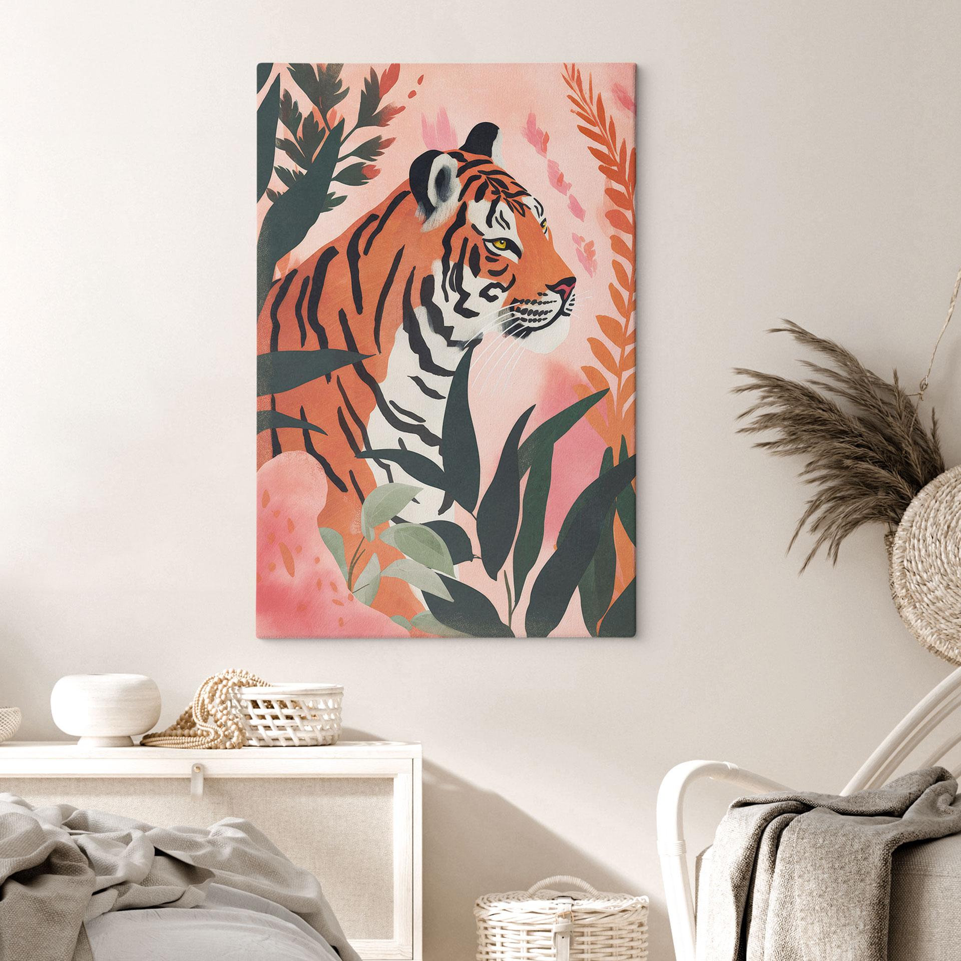 Lærredsprint - Tiger i en lyserød jungle - Treechild