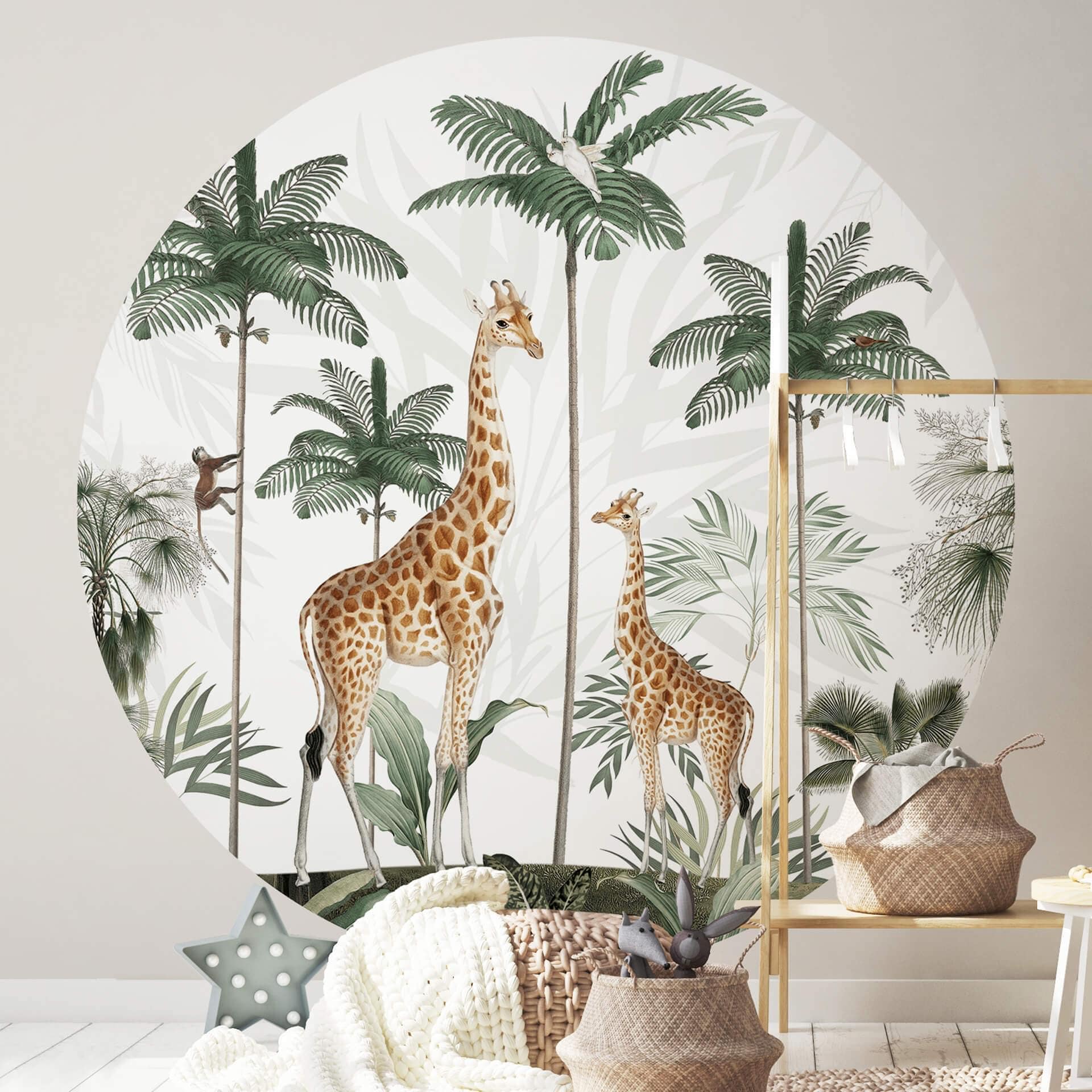 Fototapet - Rundt Kikki Belle - Girafferne - vliesetapet/selvklæbende non-woven tapet