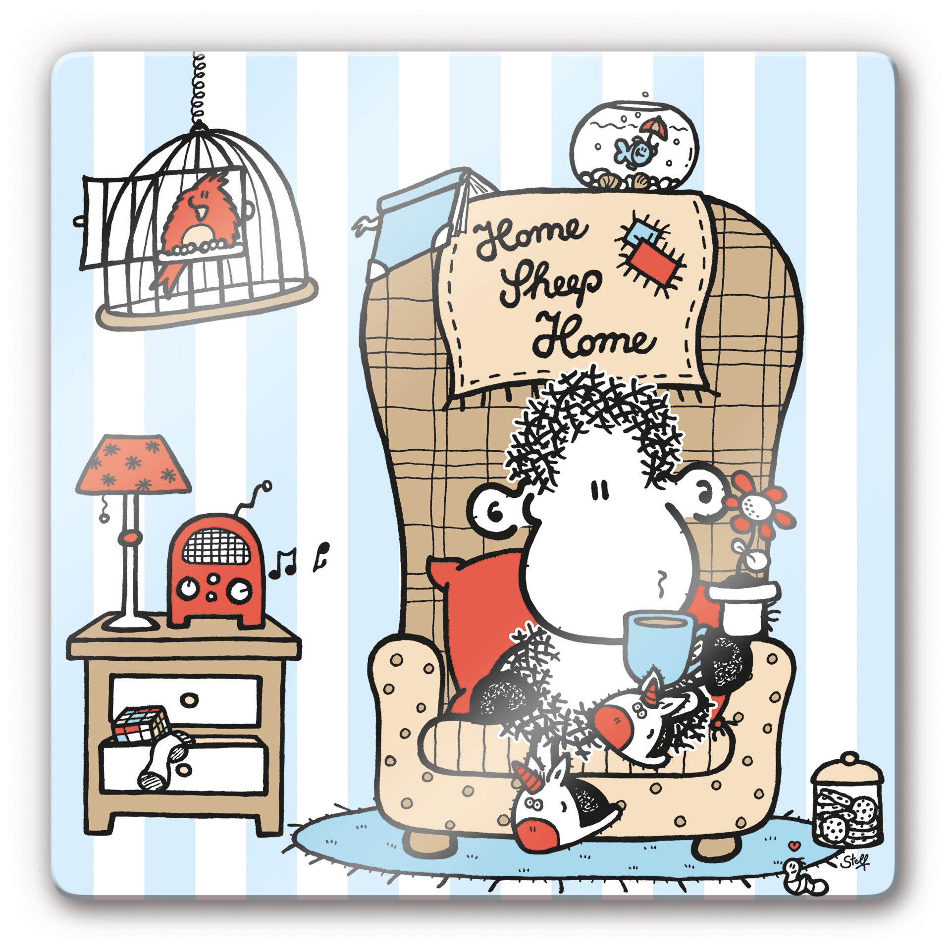 Glasbild sheepworld Home Sheep Home Tea Time