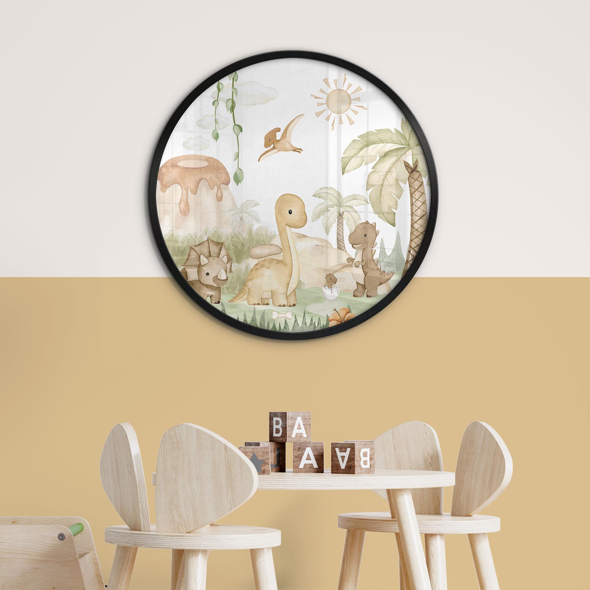 Poster Kleine Dinos auf großer Entdeckungsreise - Oliver Robins - Rund