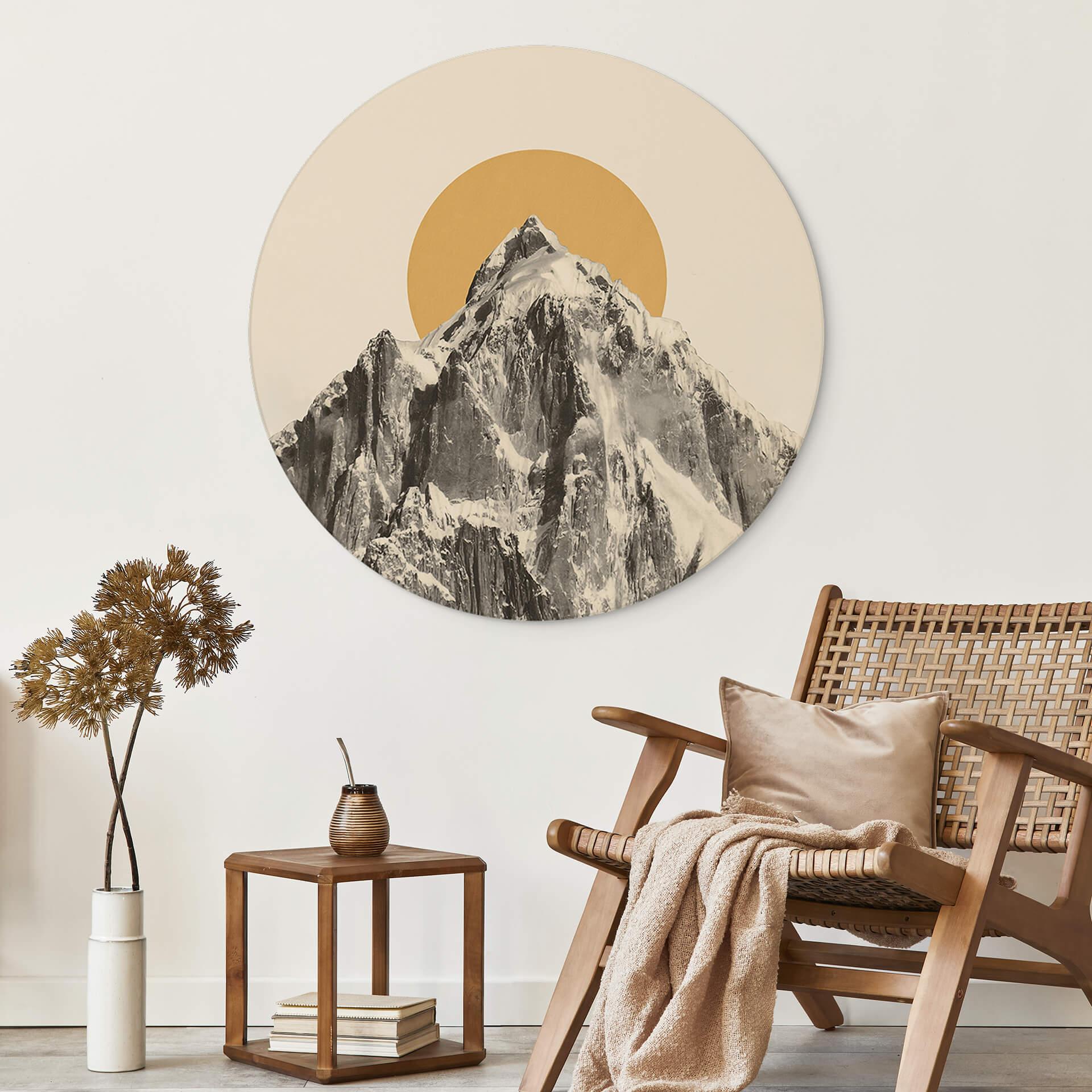 Vægcirkel Bodart - Sun and Mountain – print på aluminium (Alu-Dibond)
