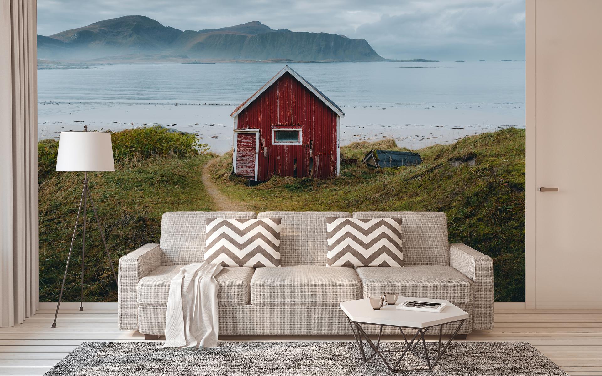 NordicCottage naturtapet i grågrøn - non-woven tapet Designwalls 2 - 2,55 x 3,5 m