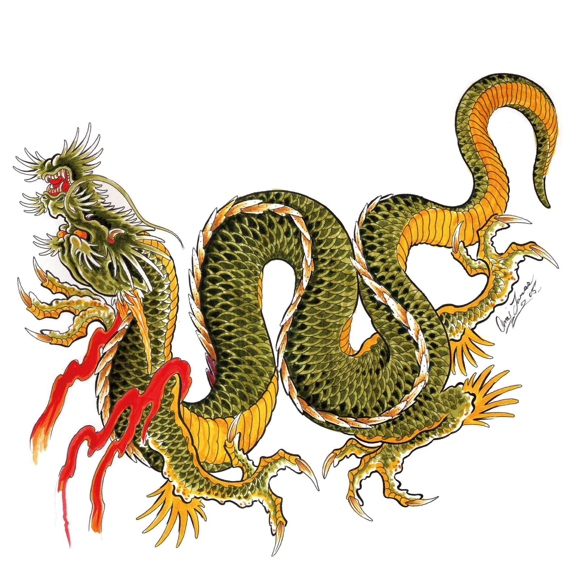 Wandtattoo Miami Ink Drache