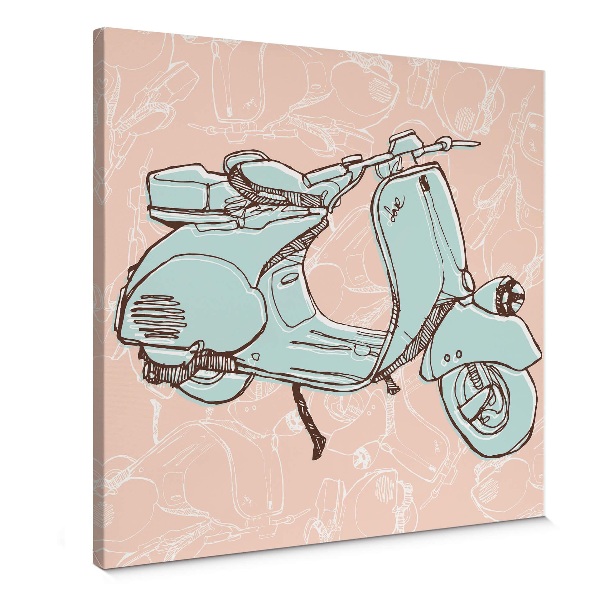 Tableau sur toile - Dessin de Vespa - Format carré