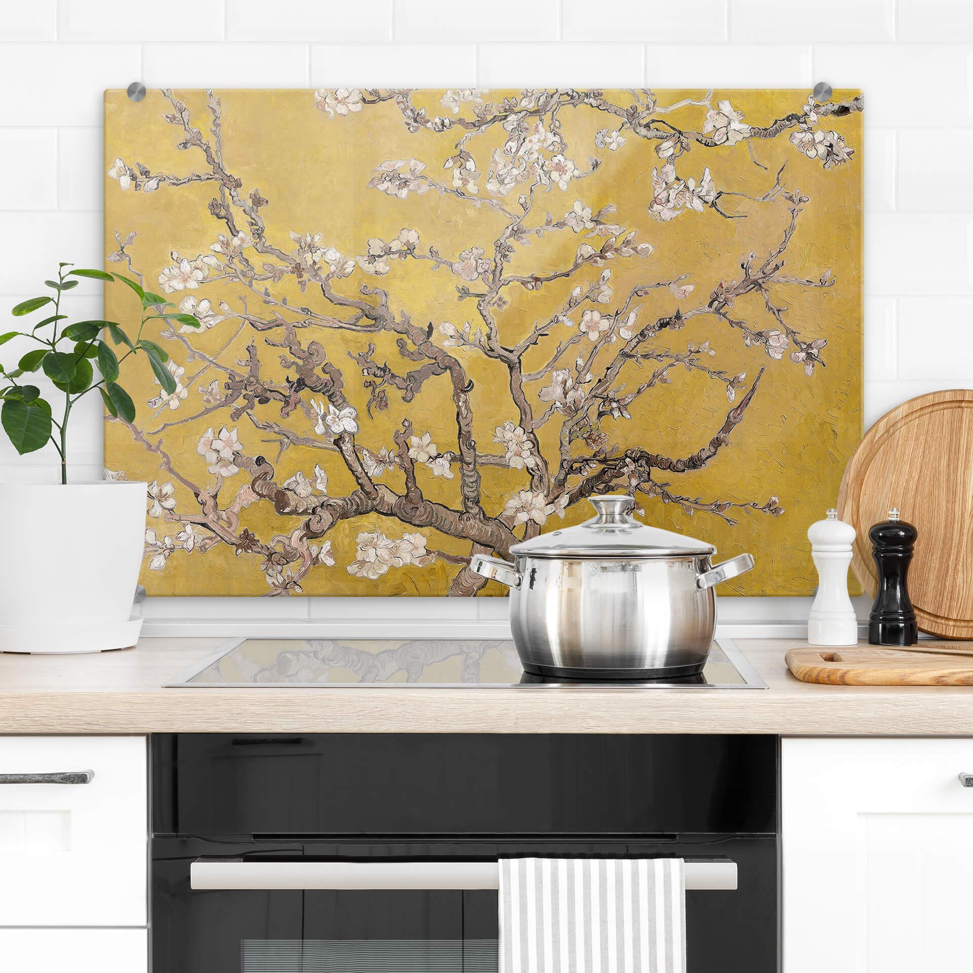 Stænkplade - van Gogh - Mandelblomst okker