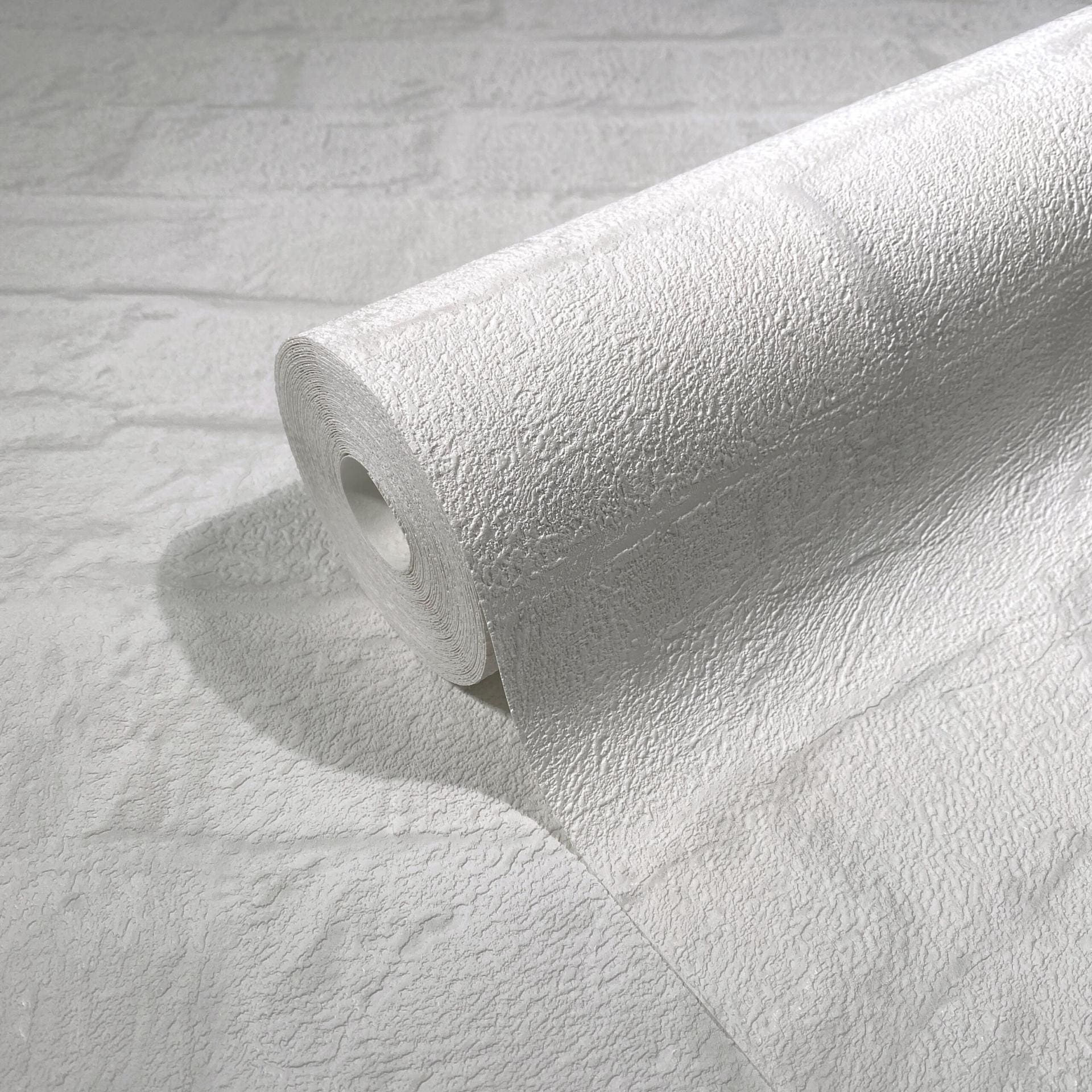Non-woven tapet i 3D stenmønster hvidt stenmønster