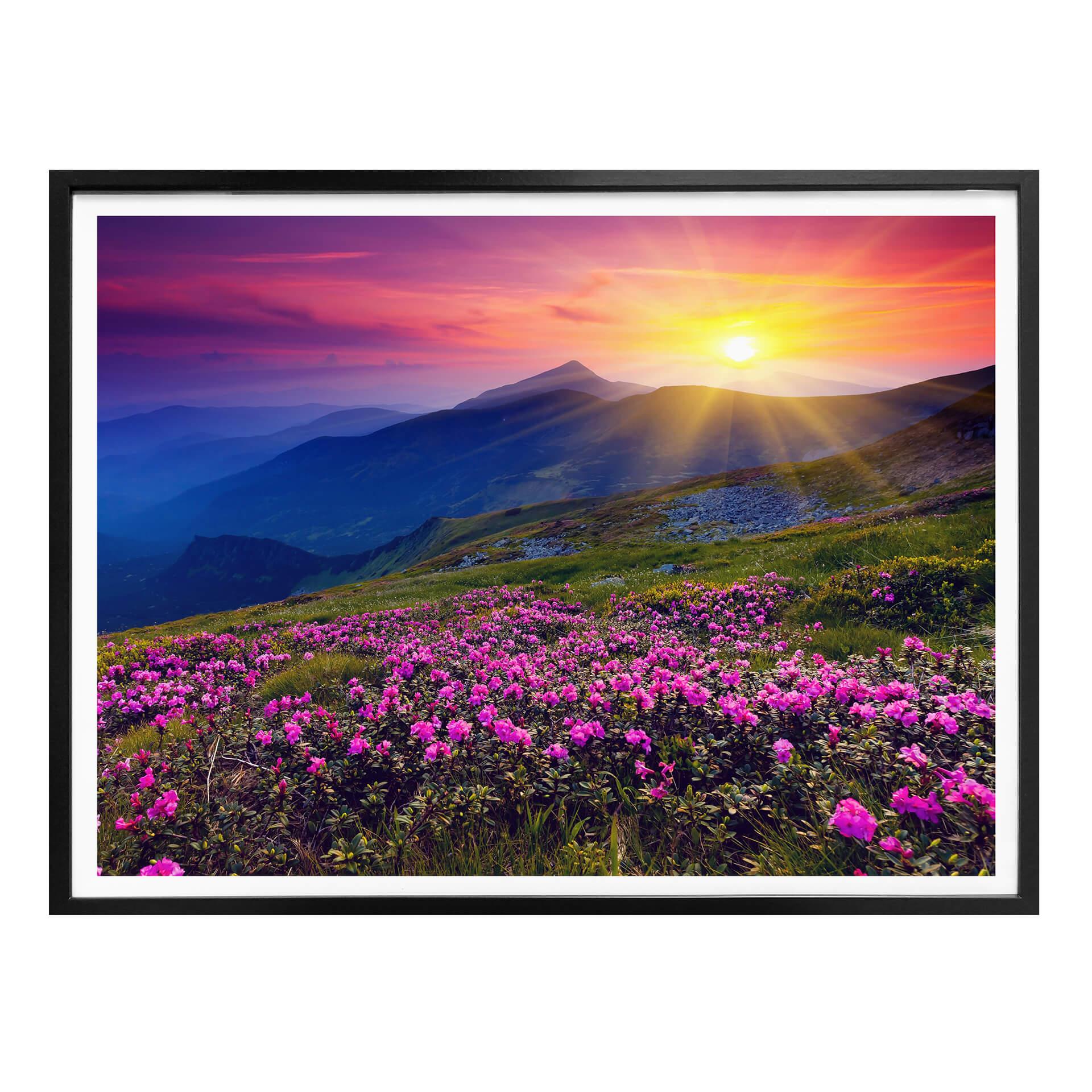 Póster Puesta de sol en la montaña