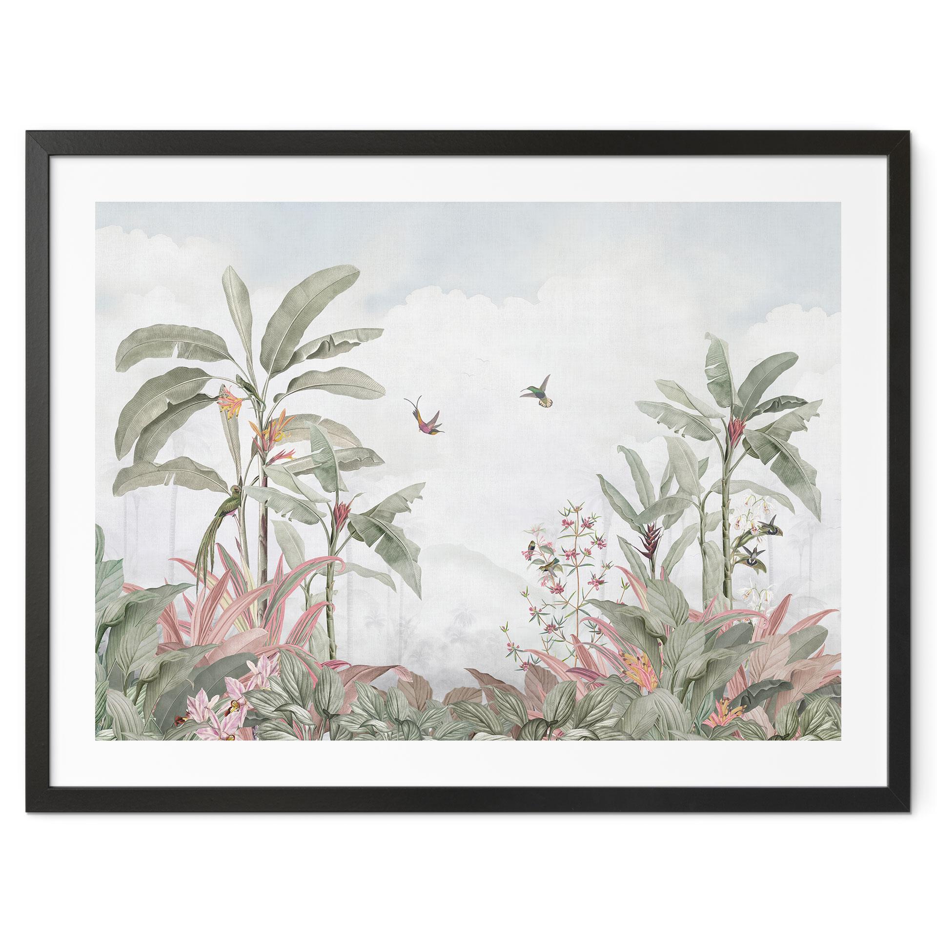 Plakat Tropical Idyll med kolibri blå - Bloomery Decor
