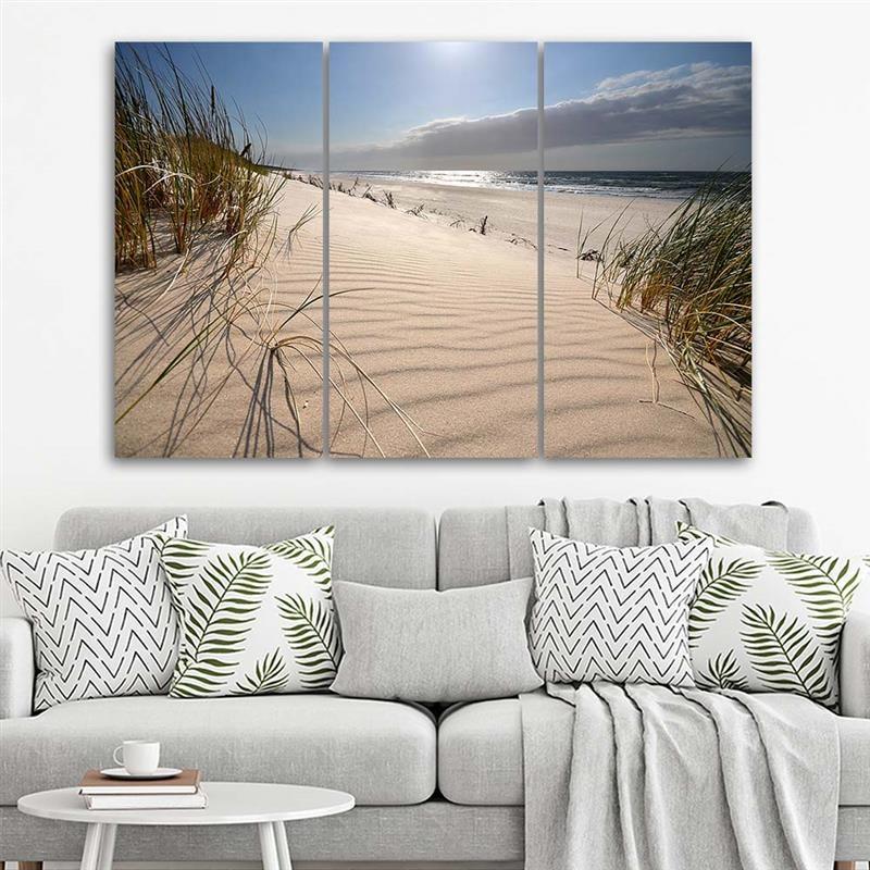 3 stykke lærredstryk, Dune Beach Sea