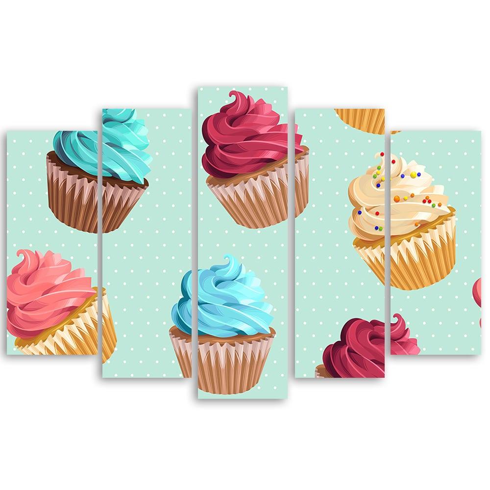 5 stykke lærredsprint, Cupcakes slik