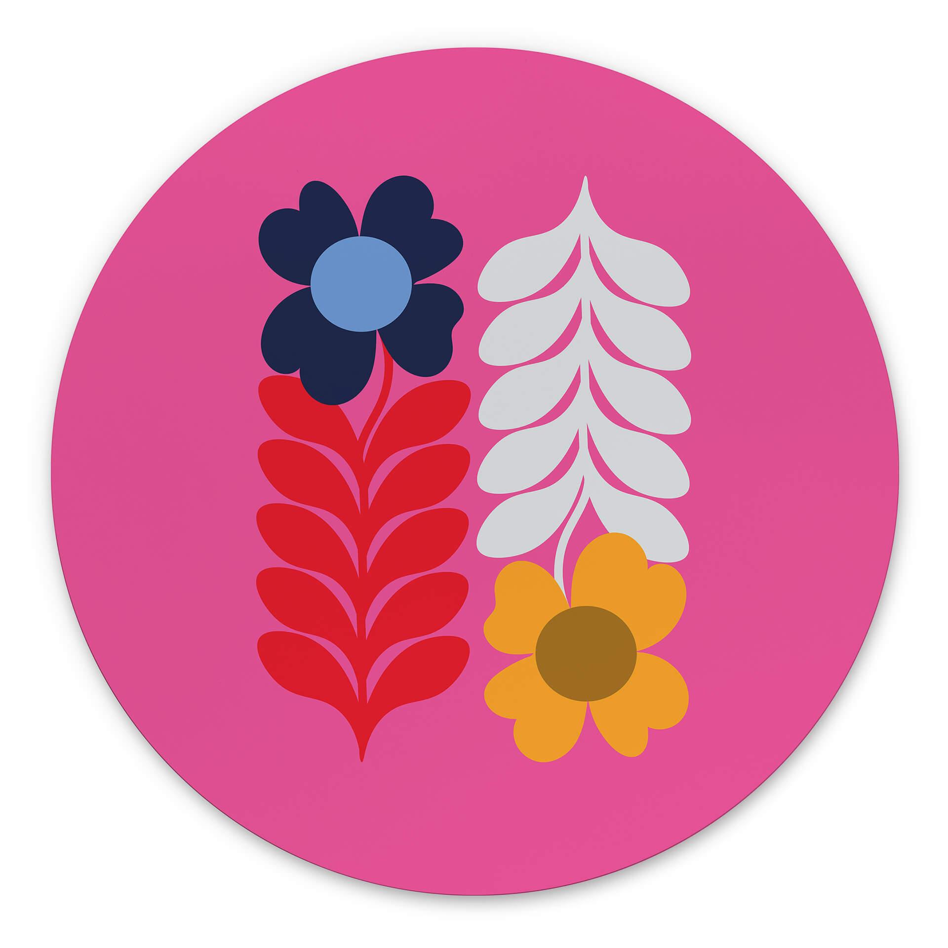 Vægcirkel Collett - Retro Flowers – print på aluminium (Alu-Dibond)