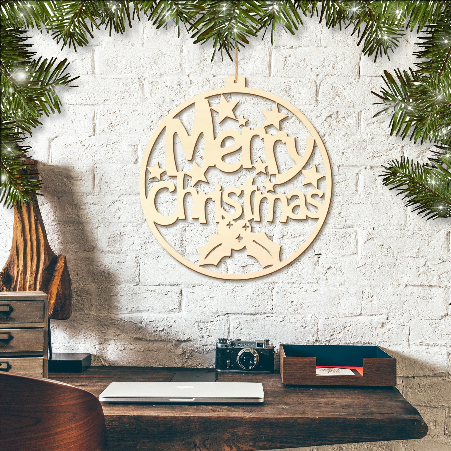 Trækunst Poppel - Merry Christmas