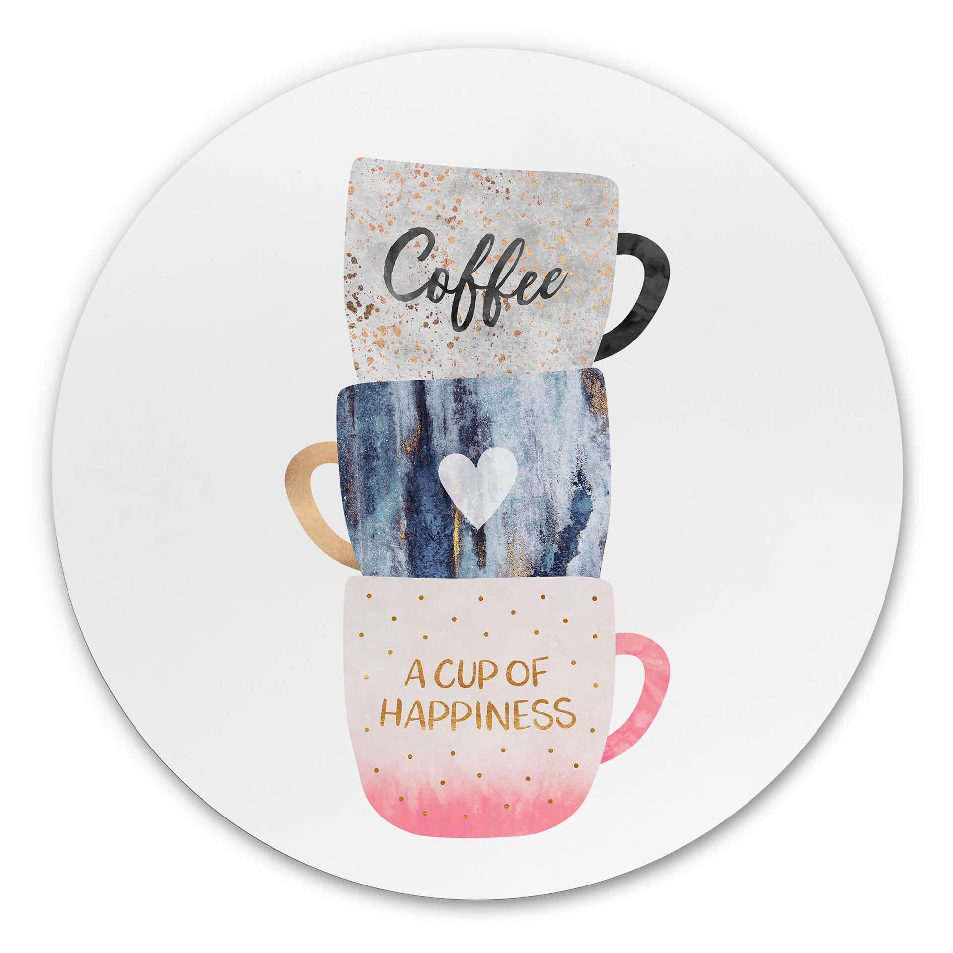 Tableau sur alu-Dibond rond Fredriksson - A Cup of Happiness